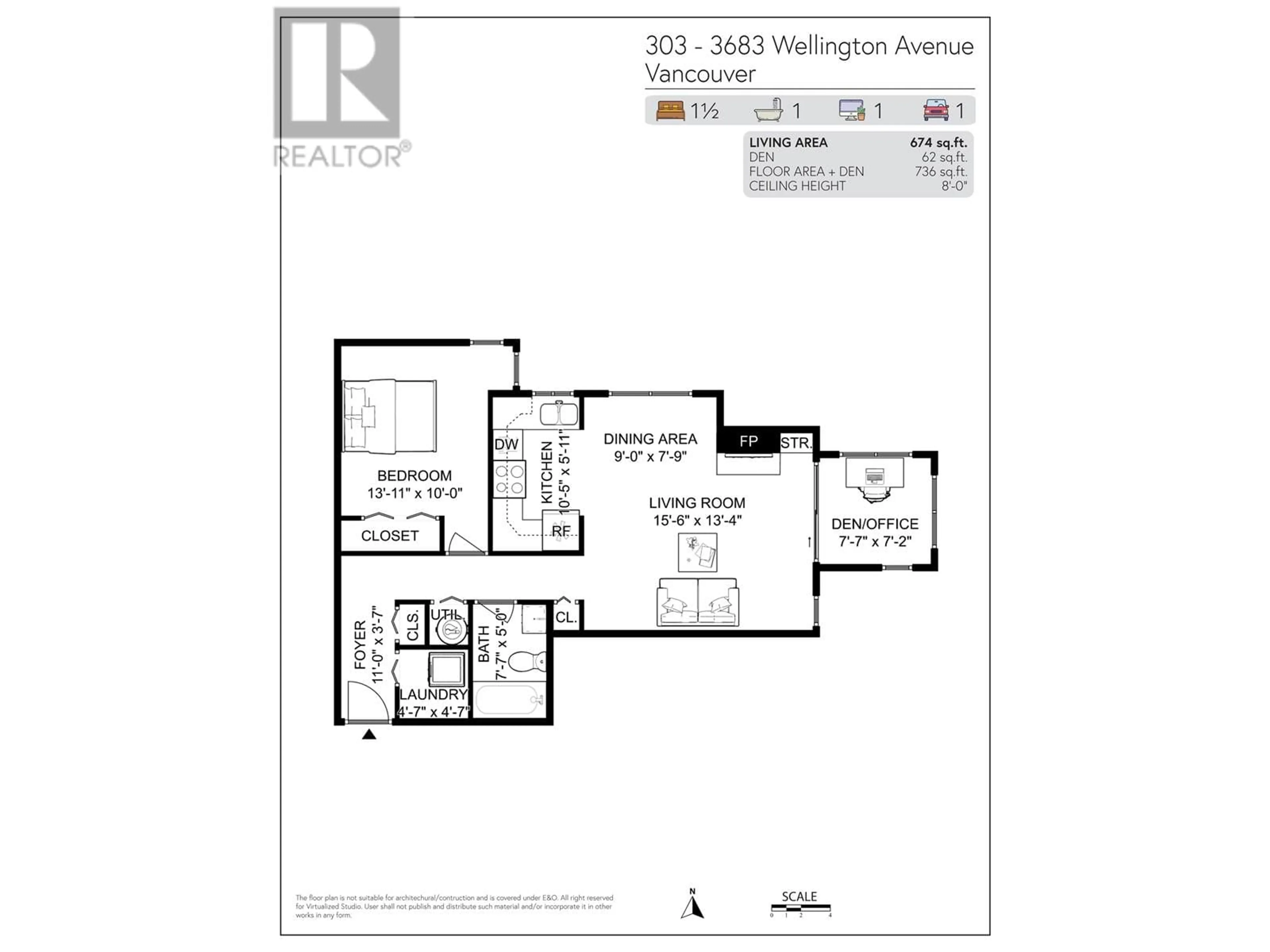 Floor plan for 303 - 3683 WELLINGTON AVENUE, Vancouver British Columbia V5R4Z5