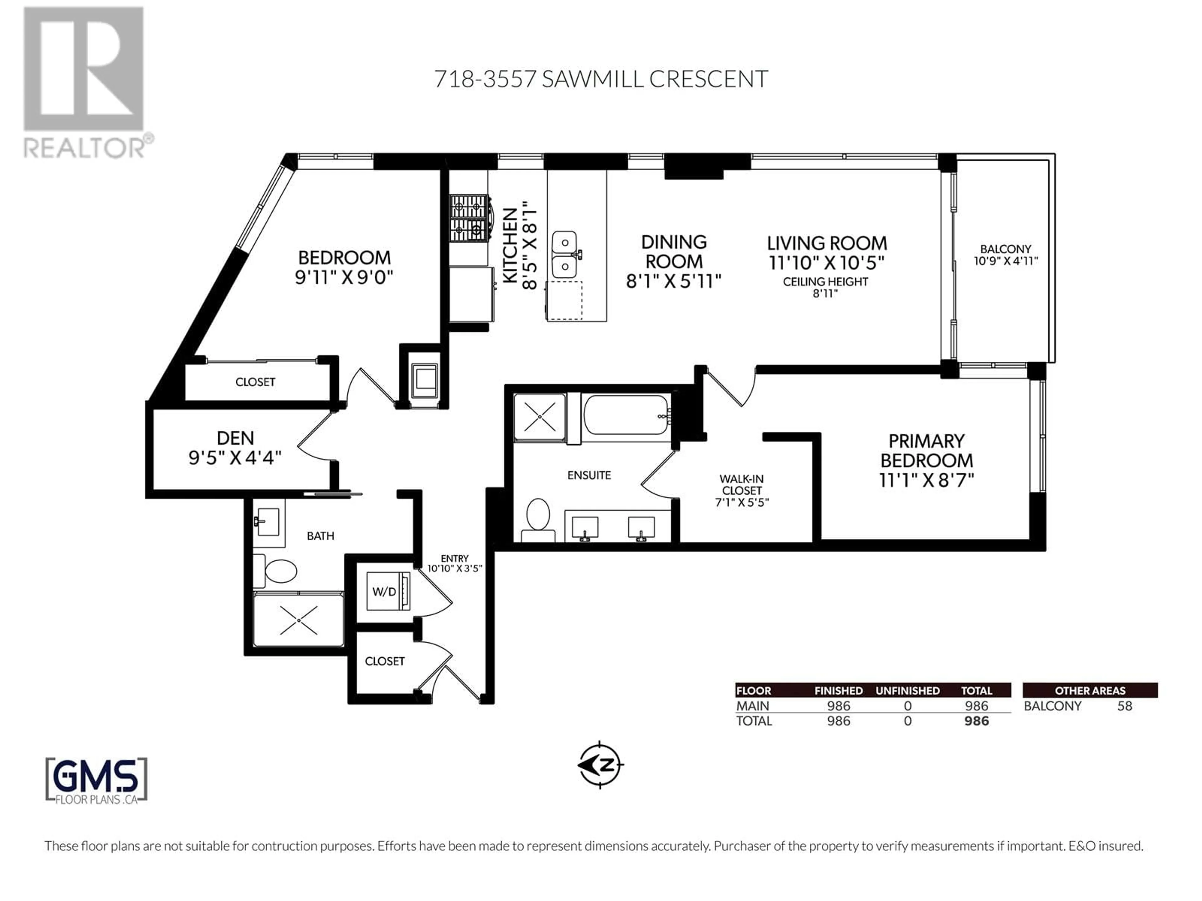 Floor plan for 718 - 3557 SAWMILL CRESCENT, Vancouver British Columbia V5S0E2