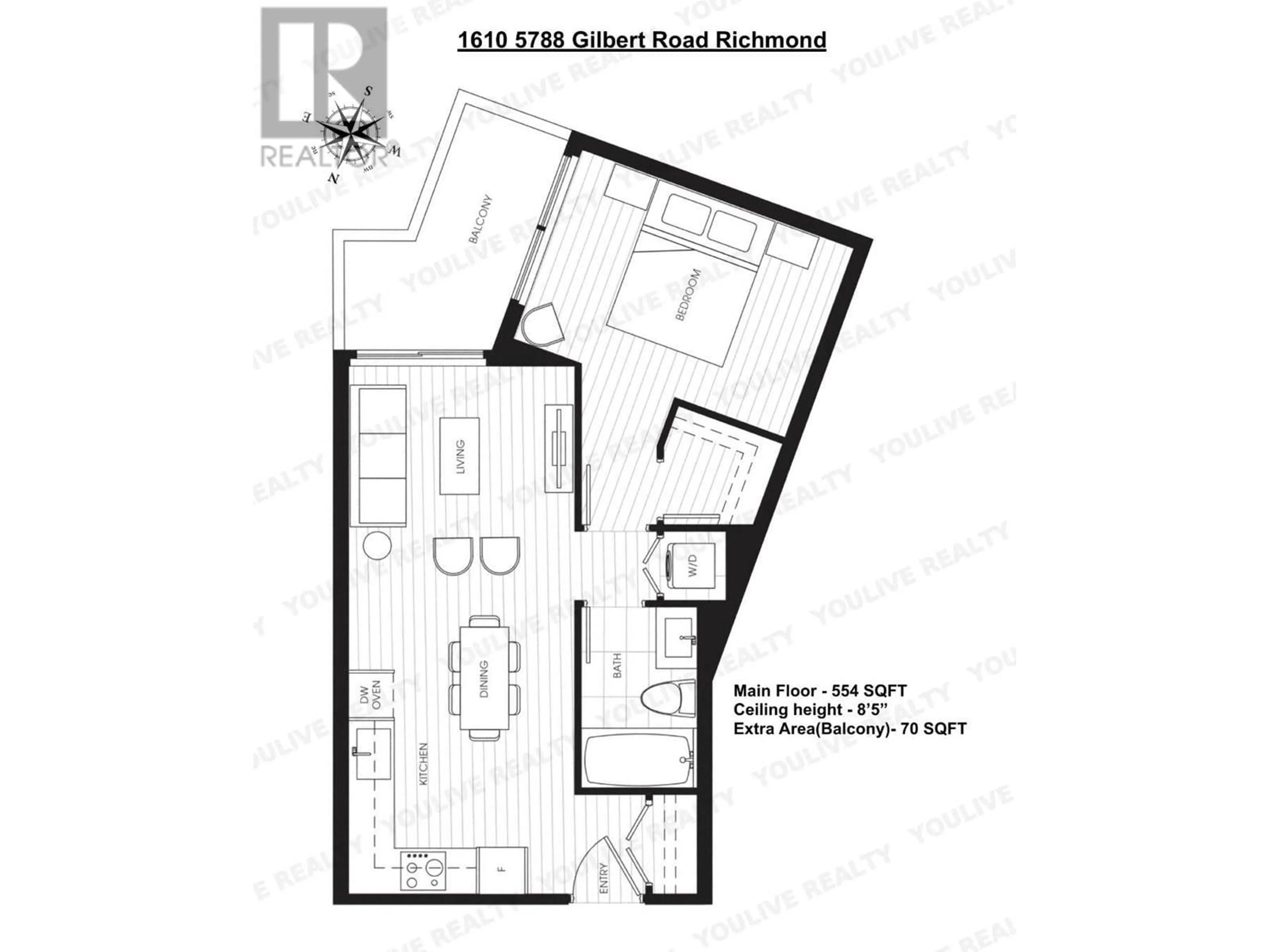 Floor plan for 1610 - 5788 GILBERT ROAD, Richmond British Columbia V7C0G1