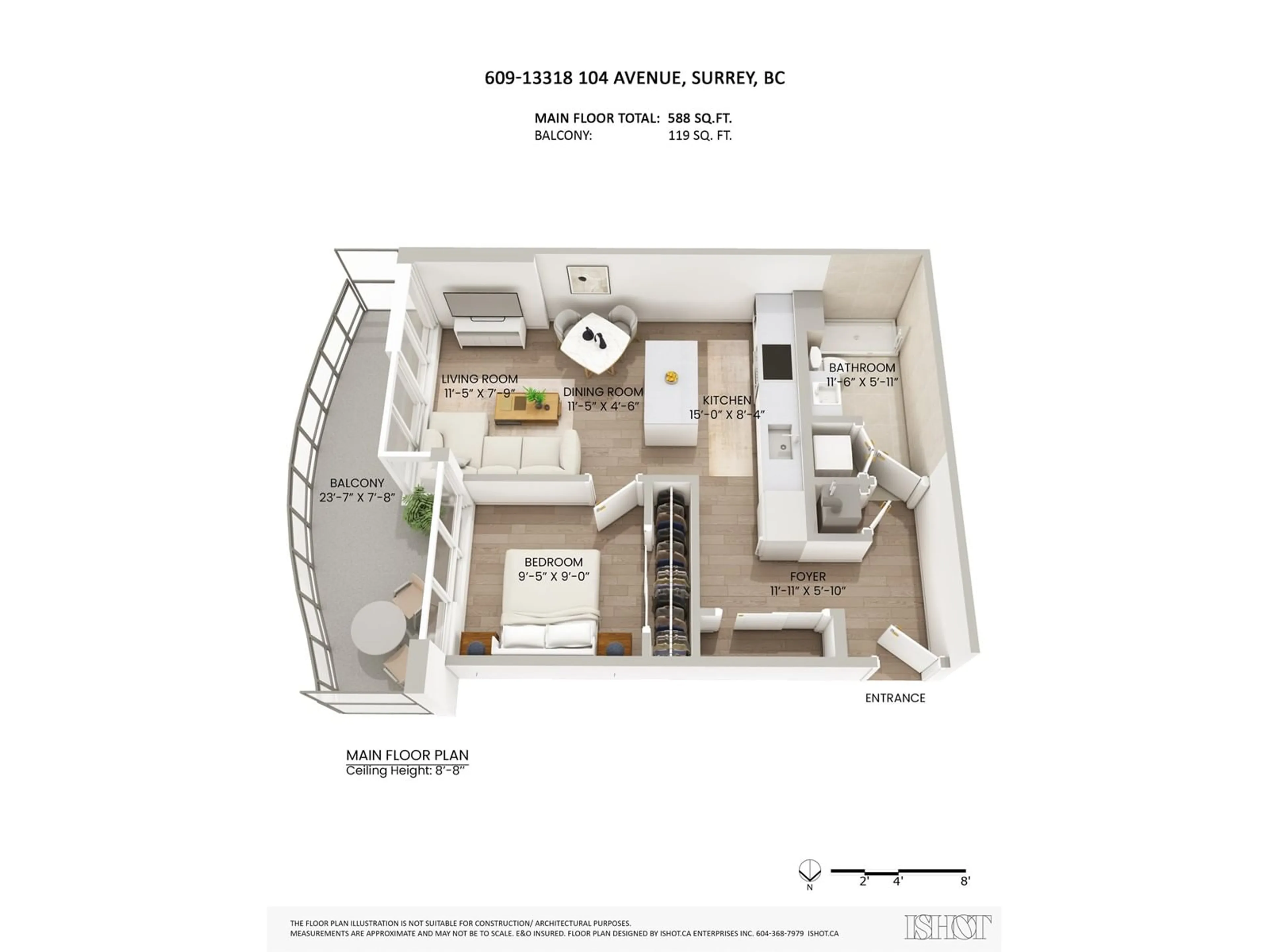 Floor plan for 609 - 13318 104, Surrey British Columbia V3T0R2