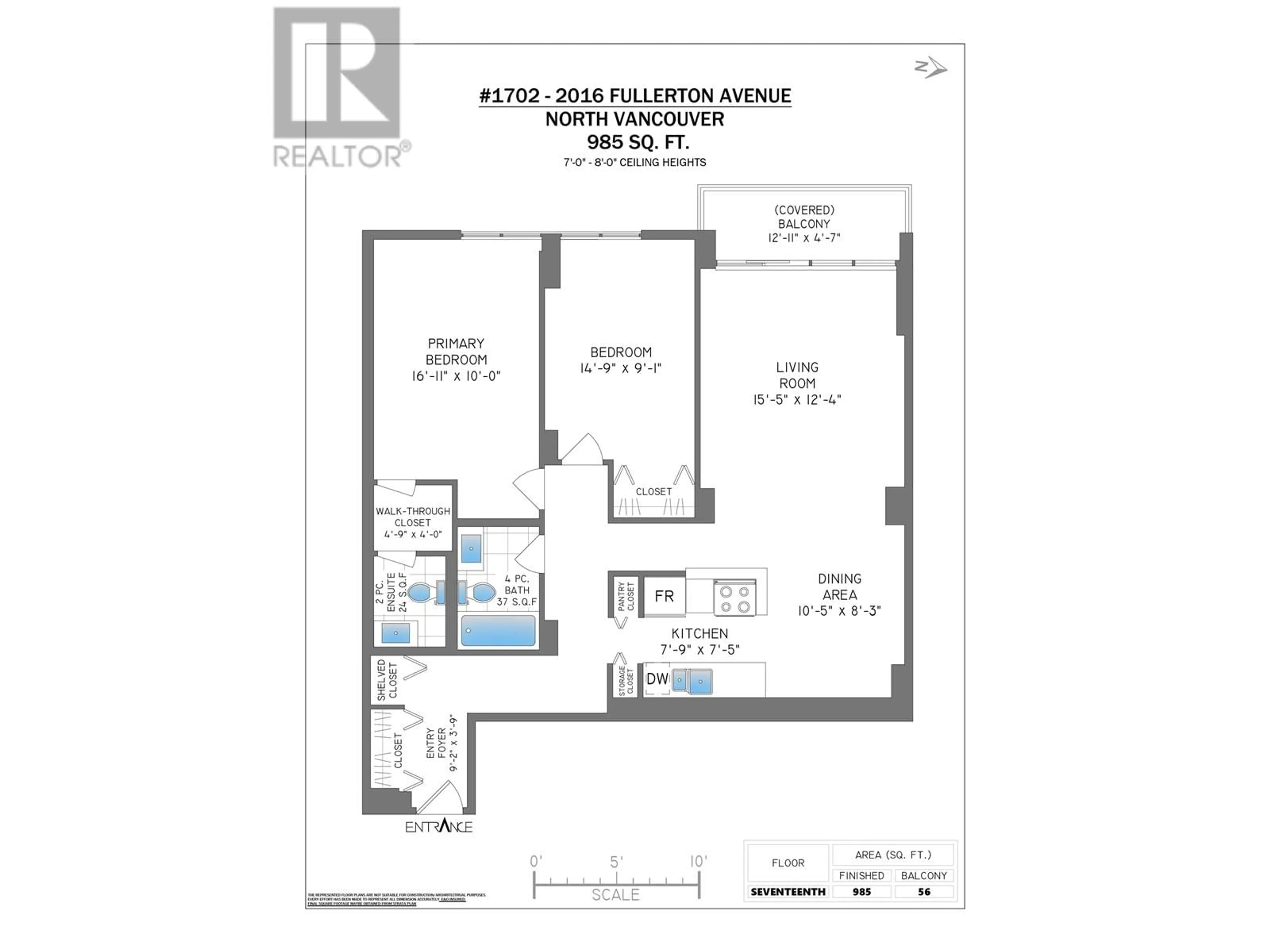 Floor plan for 1702 - 2016 FULLERTON AVENUE, North Vancouver British Columbia V7P3E6