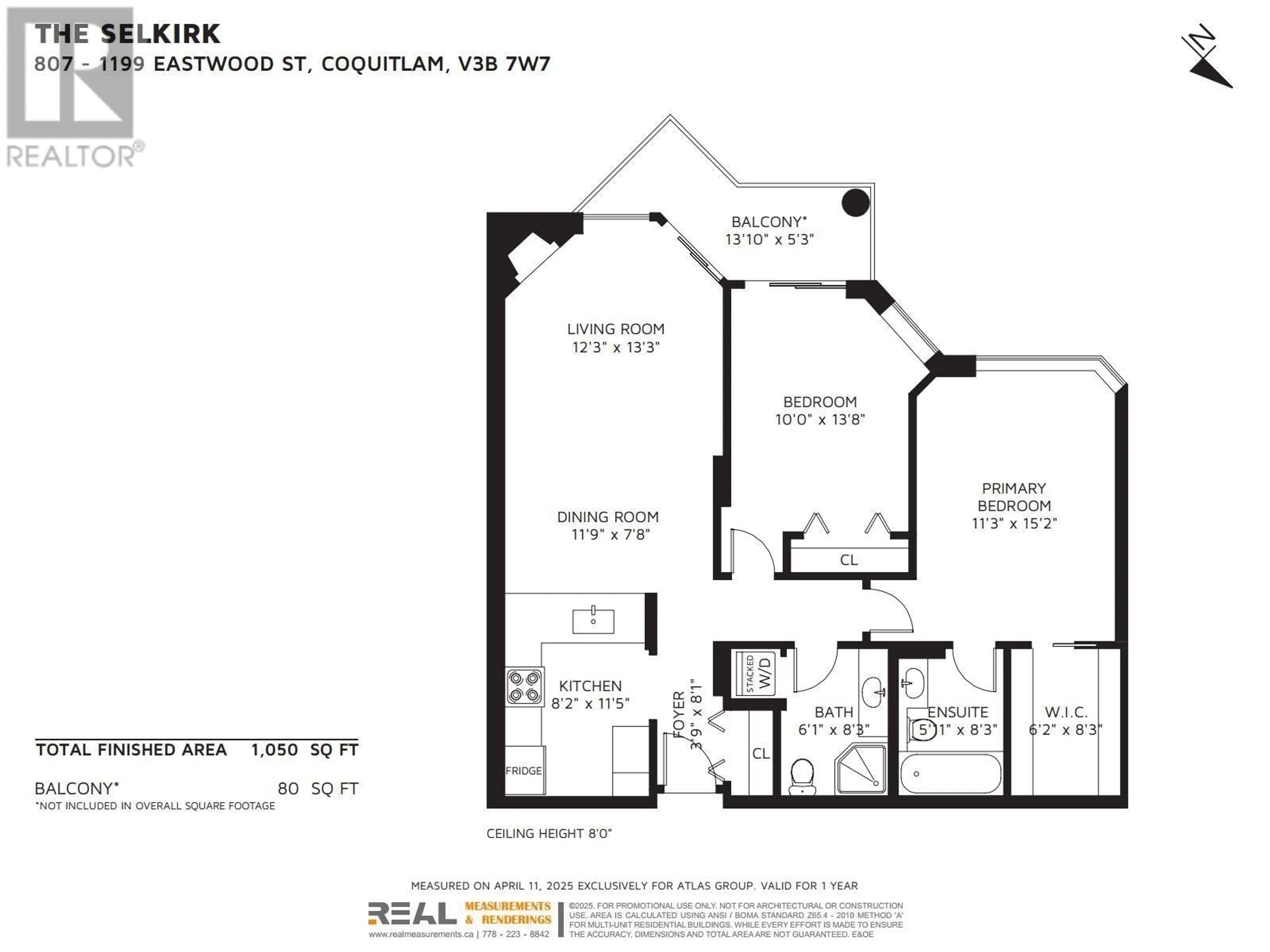 Floor plan for 807 - 1199 EASTWOOD STREET, Coquitlam British Columbia V3B7W7