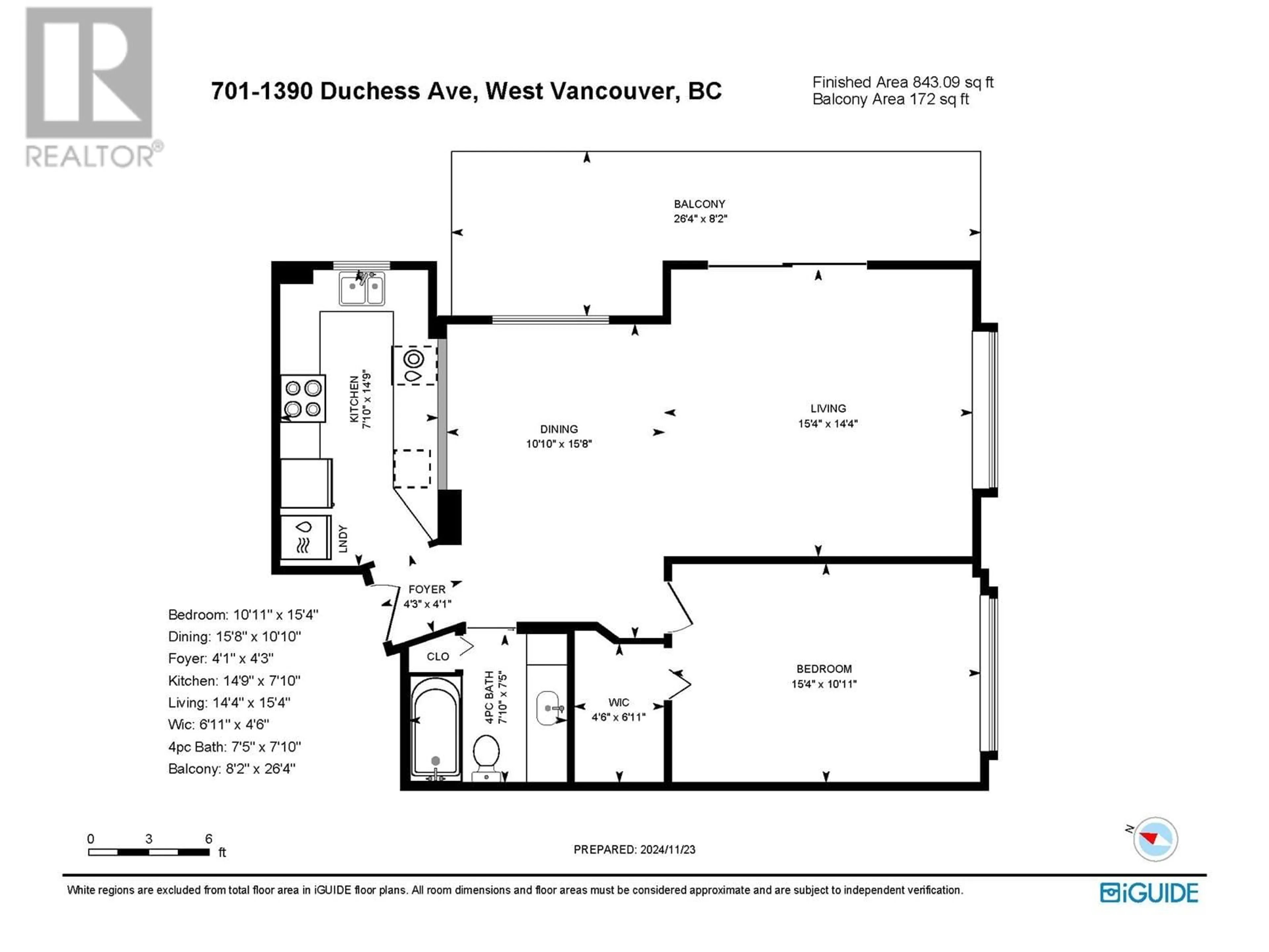 Floor plan for 701 - 1390 DUCHESS AVENUE, West Vancouver British Columbia V7T1H6
