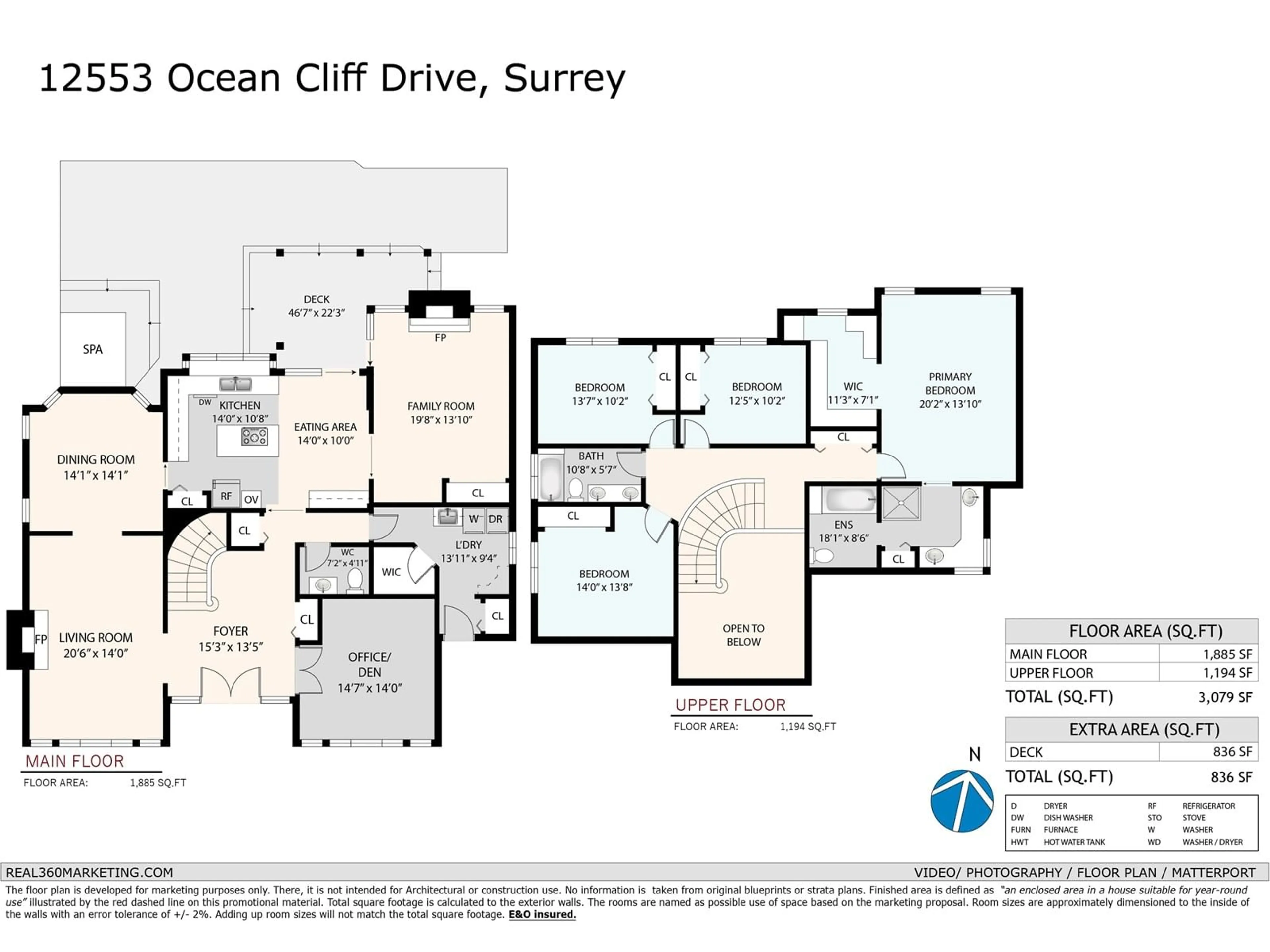Floor plan for 12553 OCEAN CLIFF, Surrey British Columbia V4A5Z6