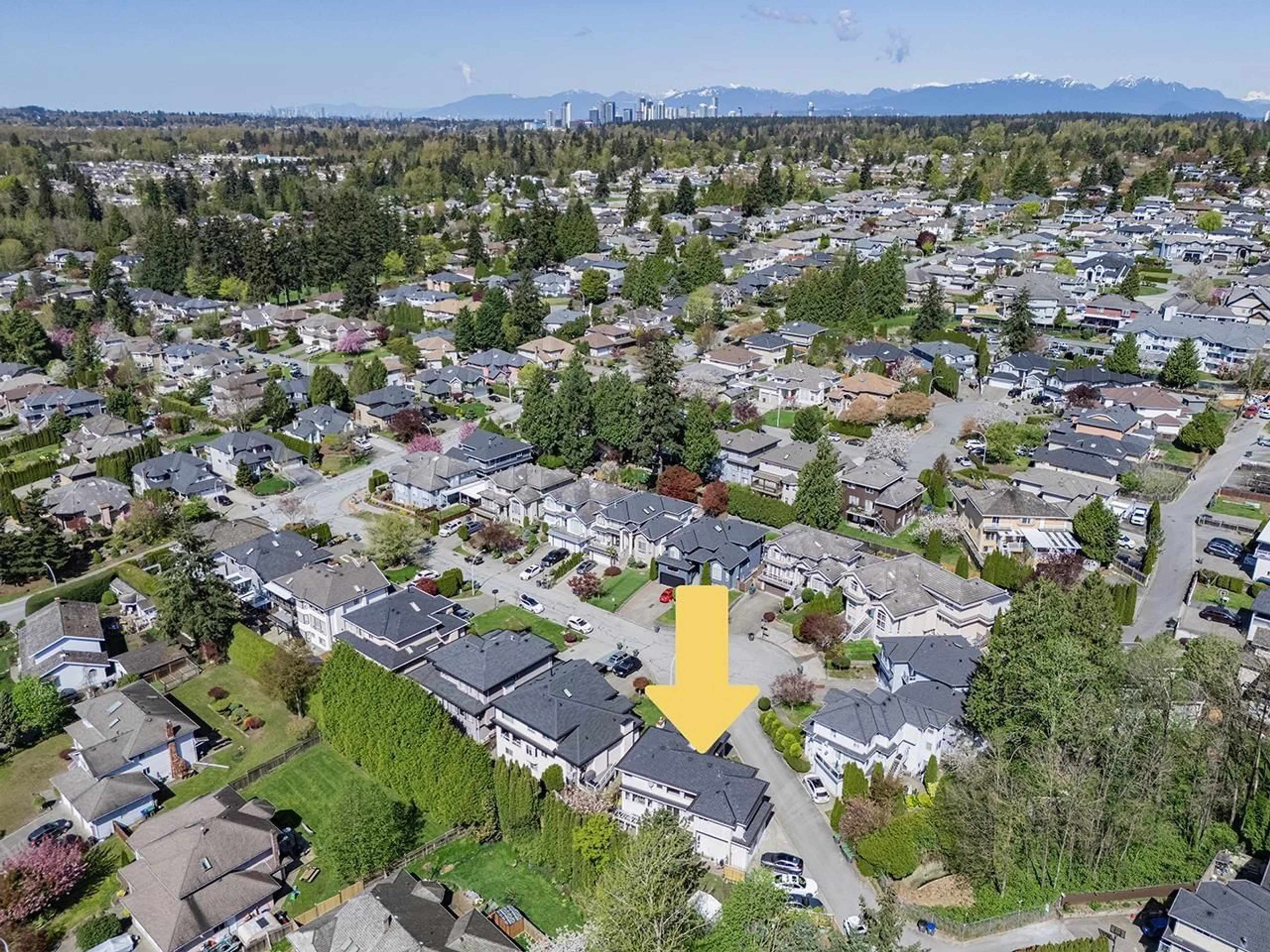 A pic from outside/outdoor area/front of a property/back of a property/a pic from drone, mountain view for 15162 81A, Surrey British Columbia V3S7B9