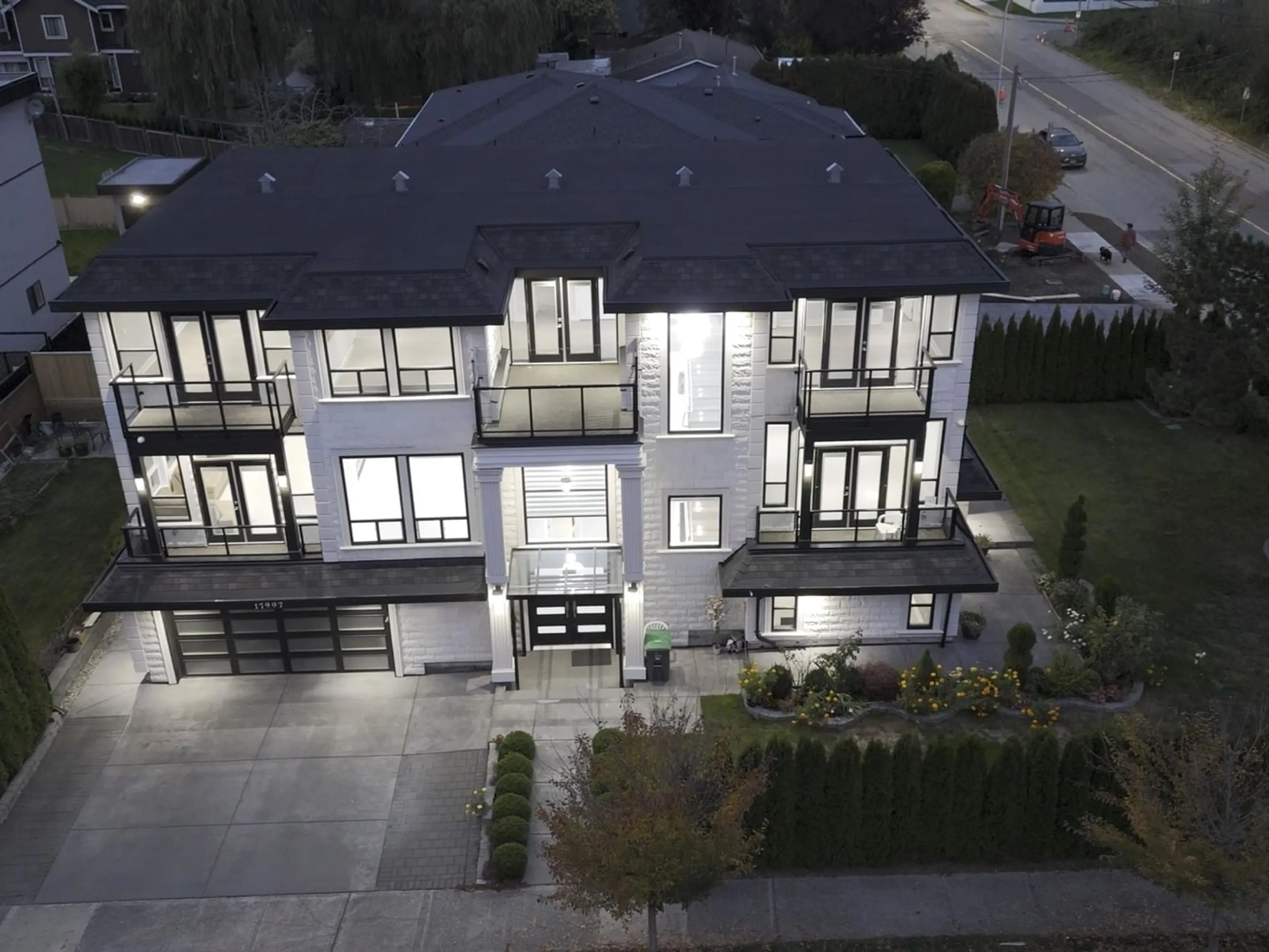 A pic from outside/outdoor area/front of a property/back of a property/a pic from drone, street for 17997 56A, Surrey British Columbia V3S5H4