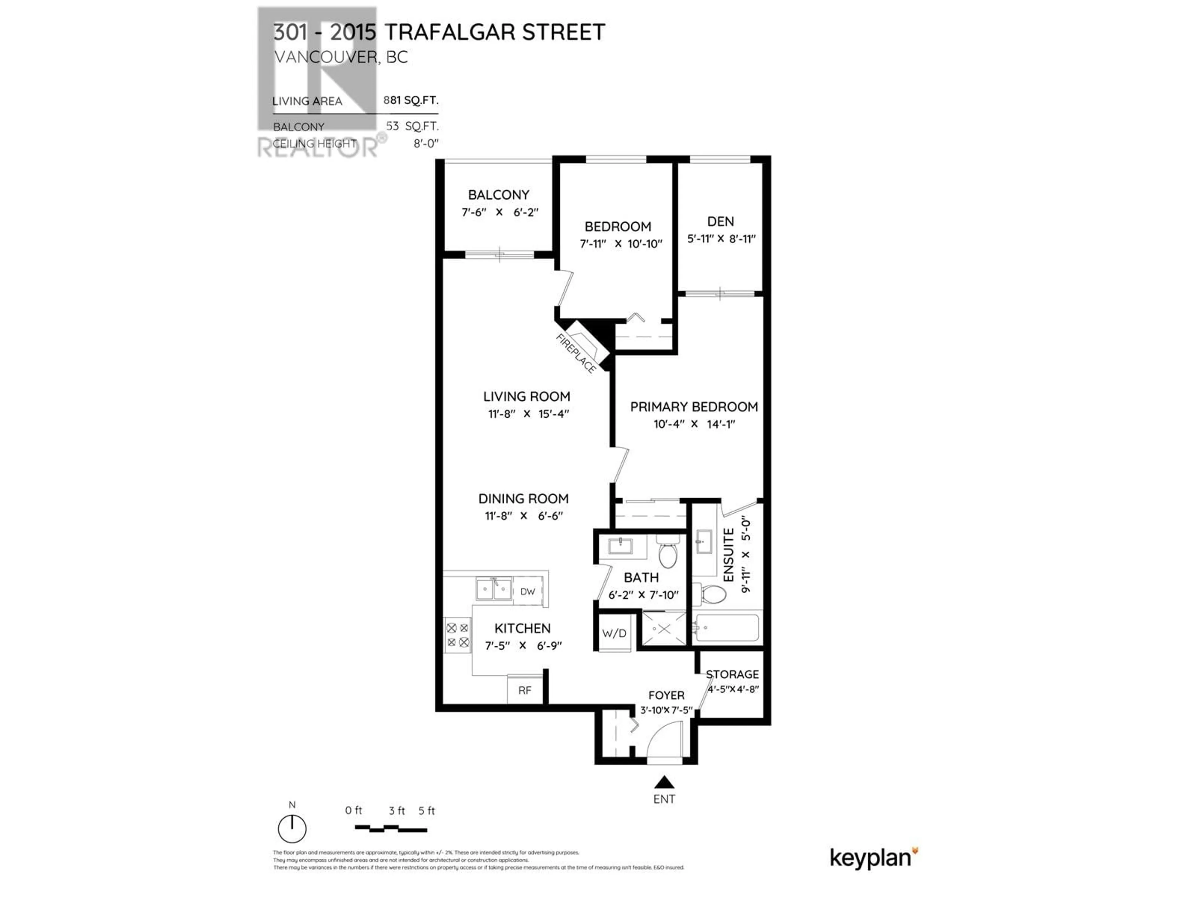 Floor plan for 301 - 2015 TRAFALGAR STREET, Vancouver British Columbia V6K1P7