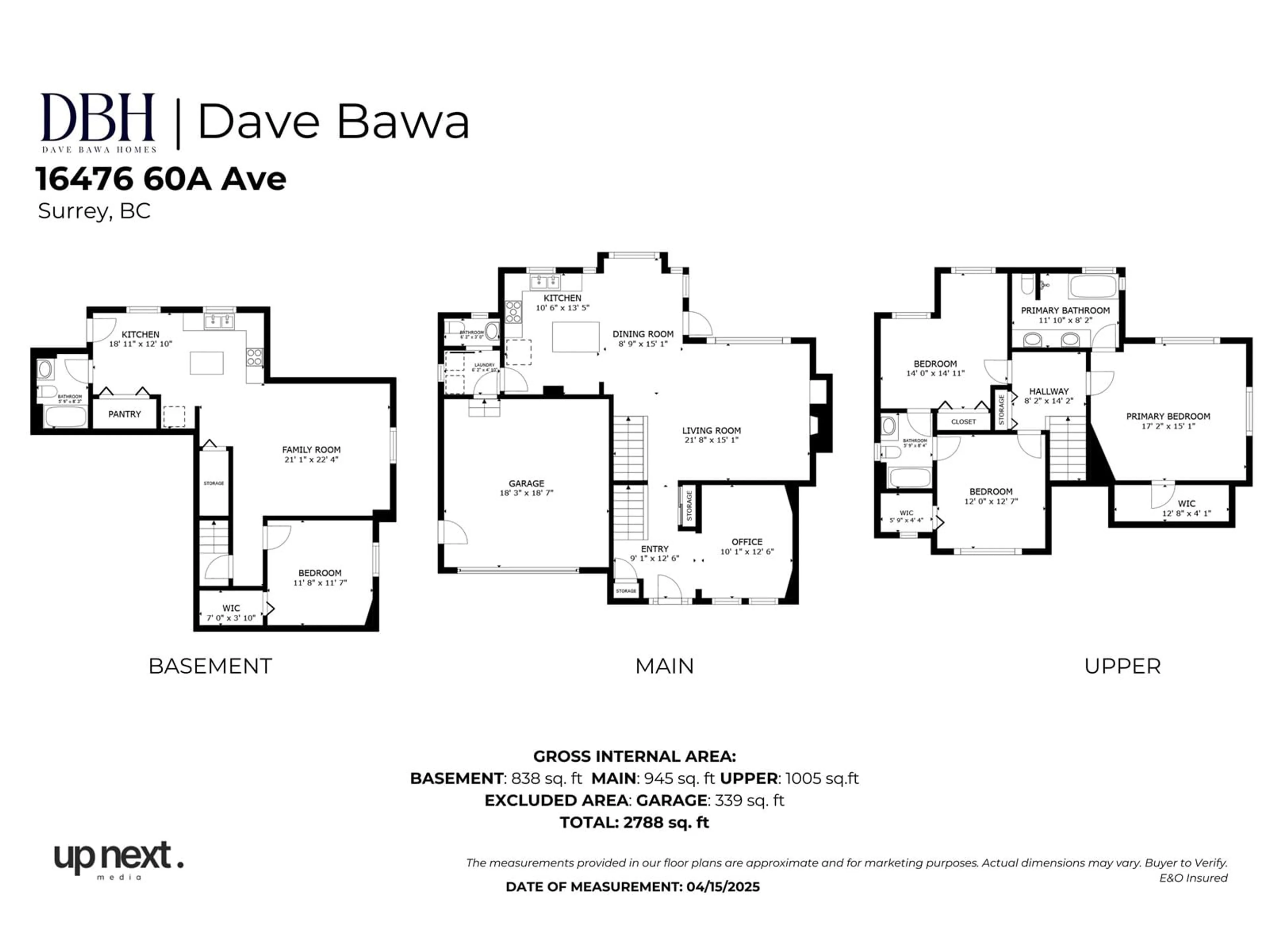Floor plan for 16476 60A, Surrey British Columbia V3S5V4