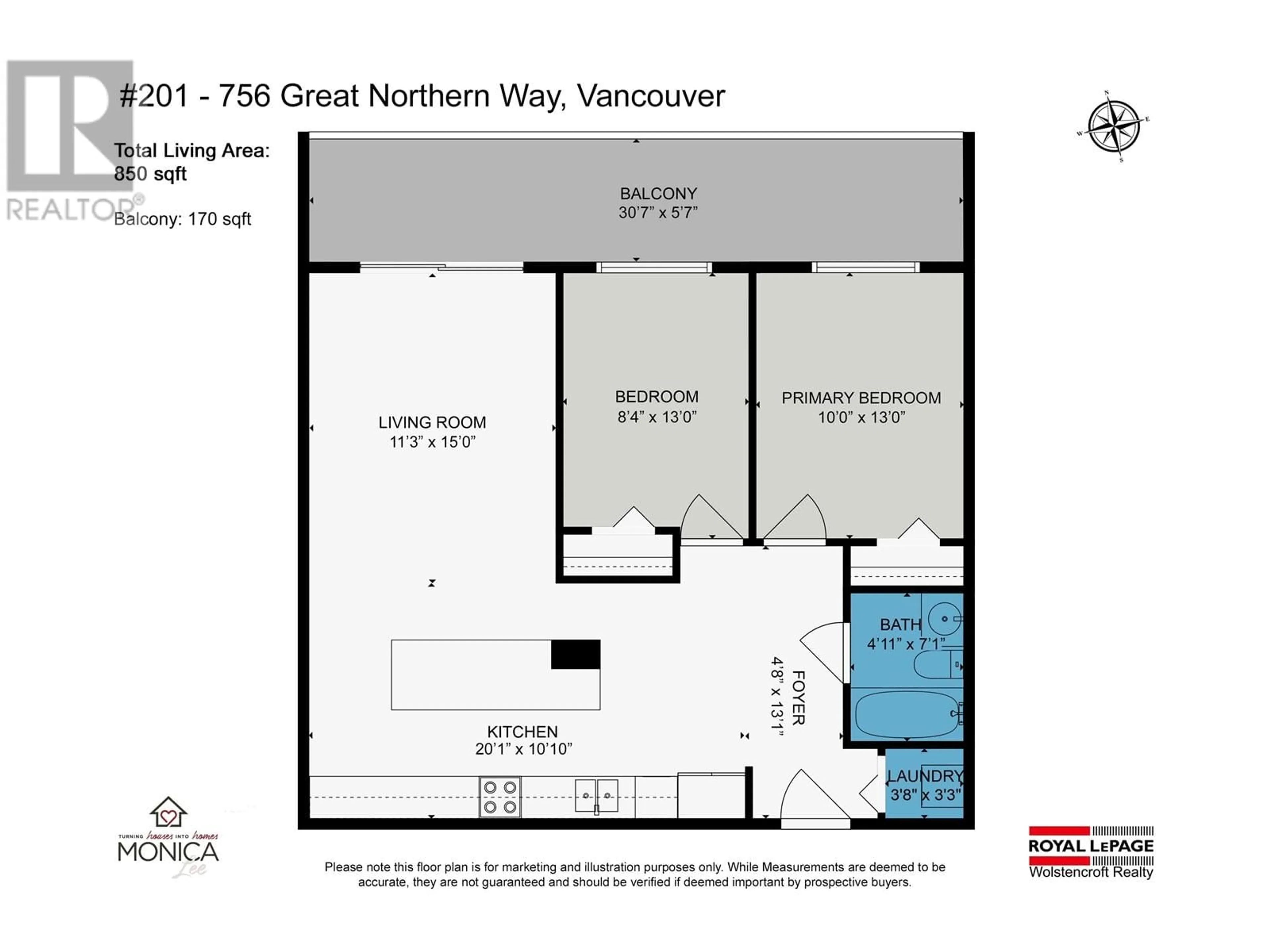Floor plan for 201 - 756 GREAT NORTHERN WAY, Vancouver British Columbia V5T1E4