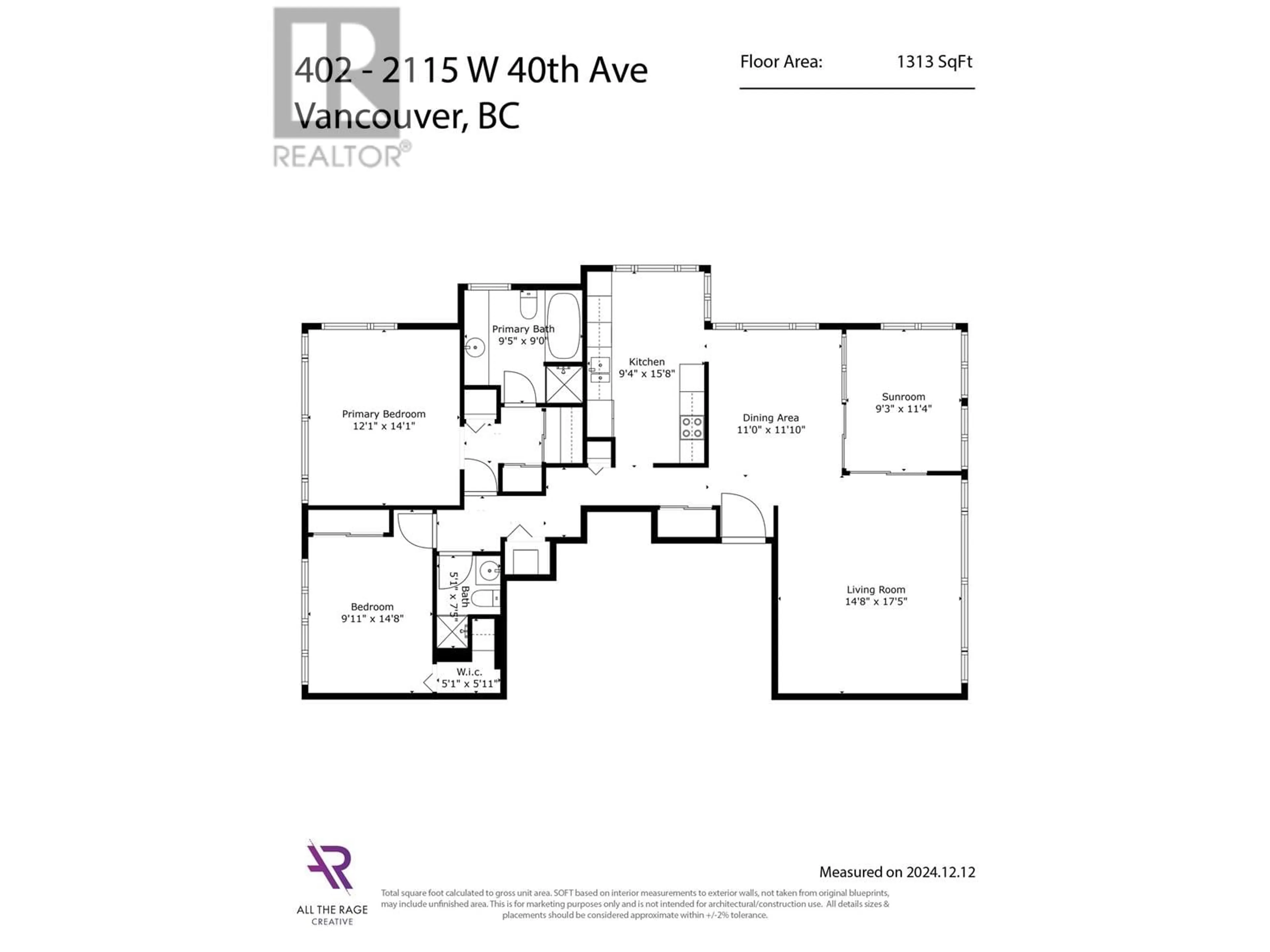 Floor plan for 402 - 2115 40TH AVENUE, Vancouver British Columbia V6M1W4