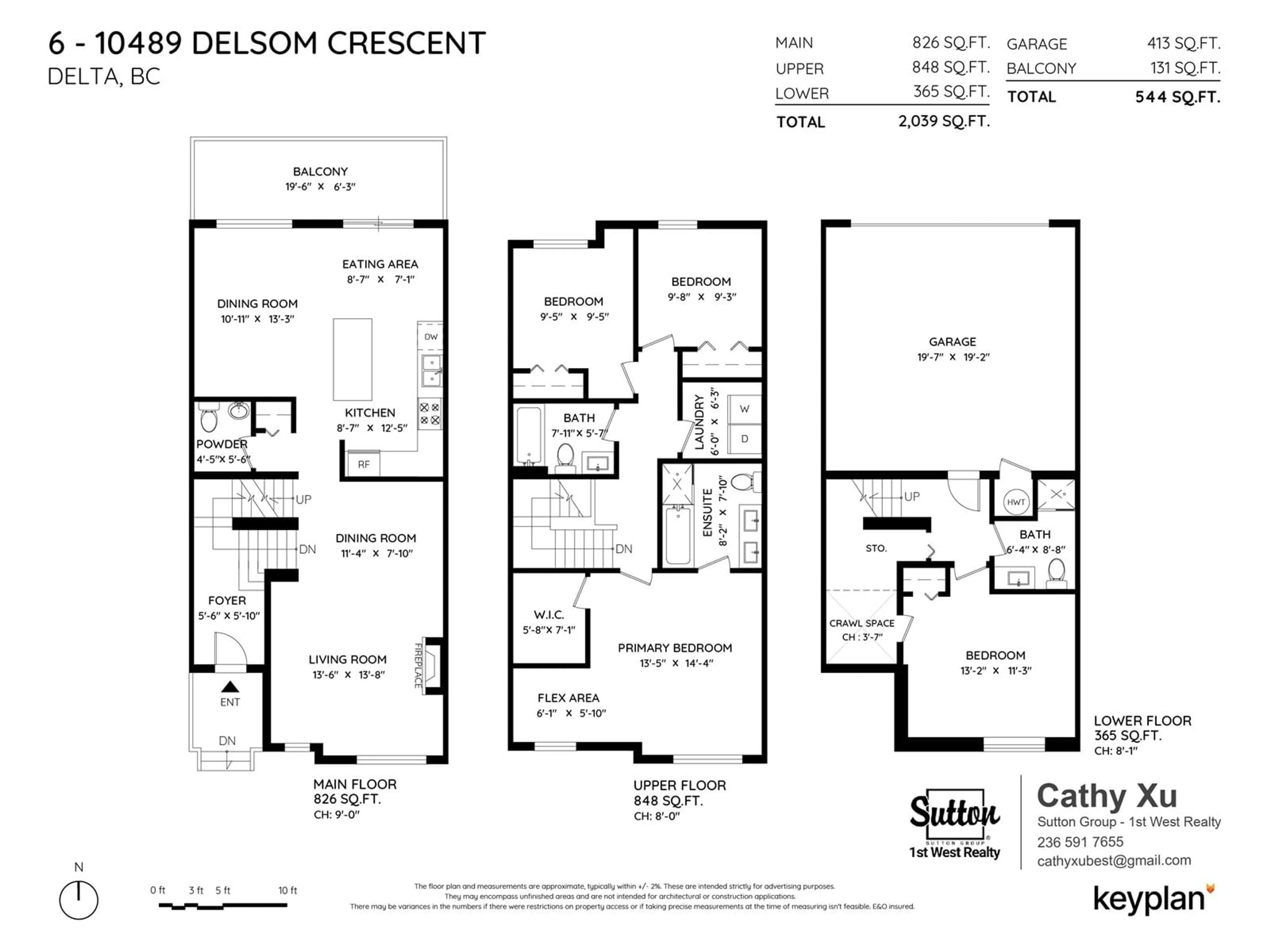 Floor plan for 6 - 10489 DELSOM, Delta British Columbia V4C0B9