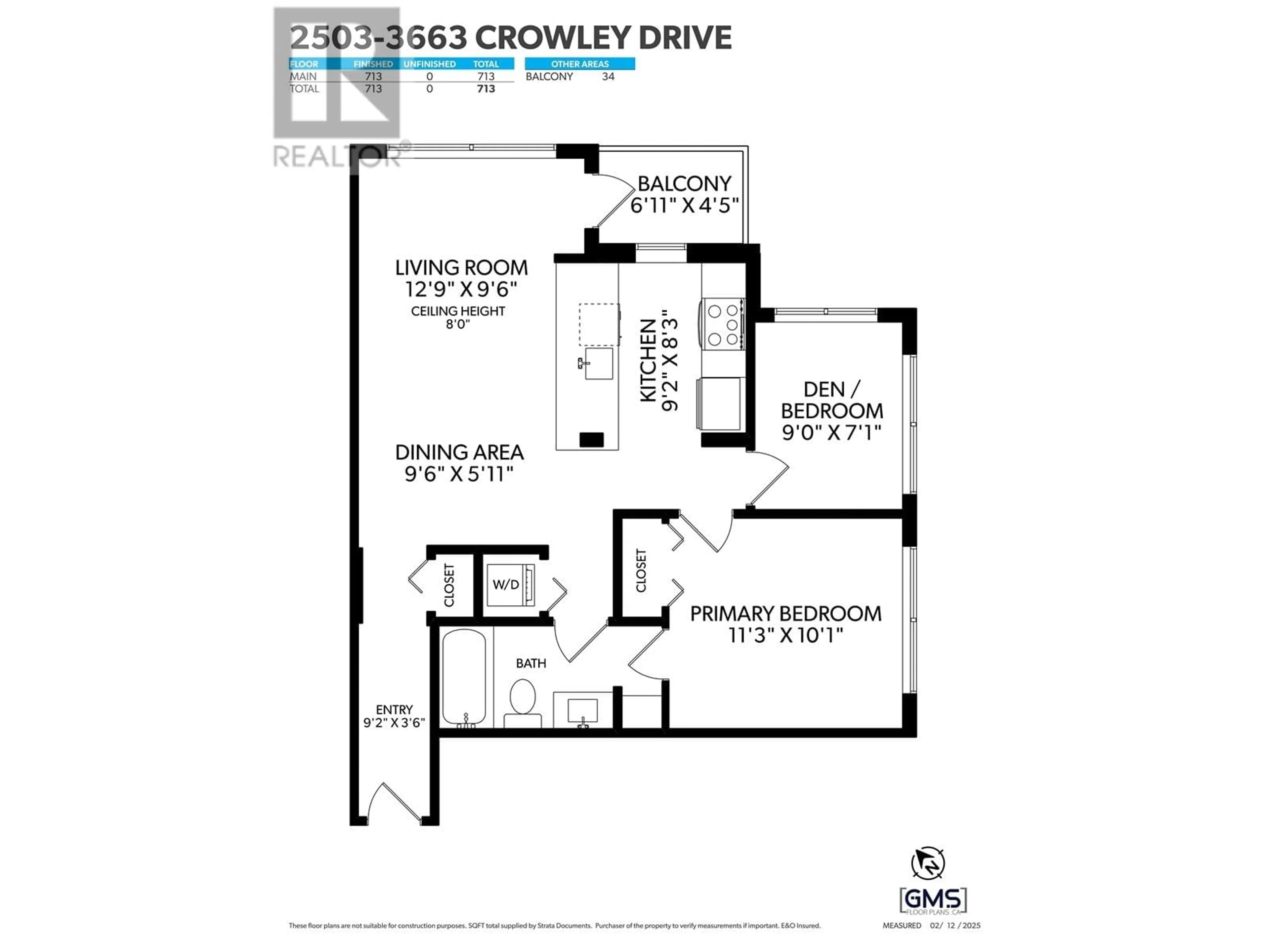 Floor plan for #2503 - 3663 CROWLEY DRIVE, Vancouver British Columbia V5R6H4