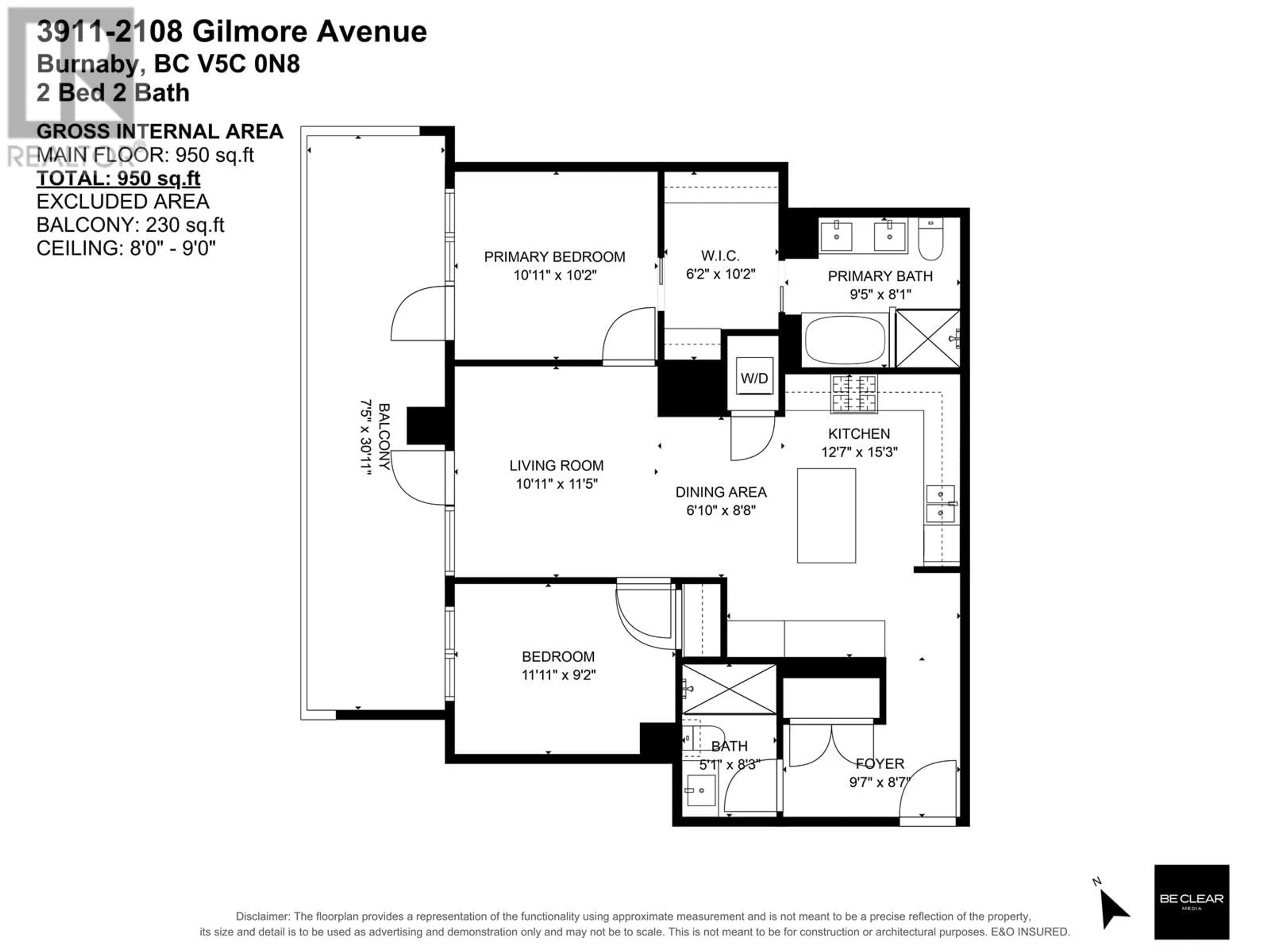 Floor plan for 3911 - 2108 GILMORE AVENUE, Burnaby British Columbia V5C0N8