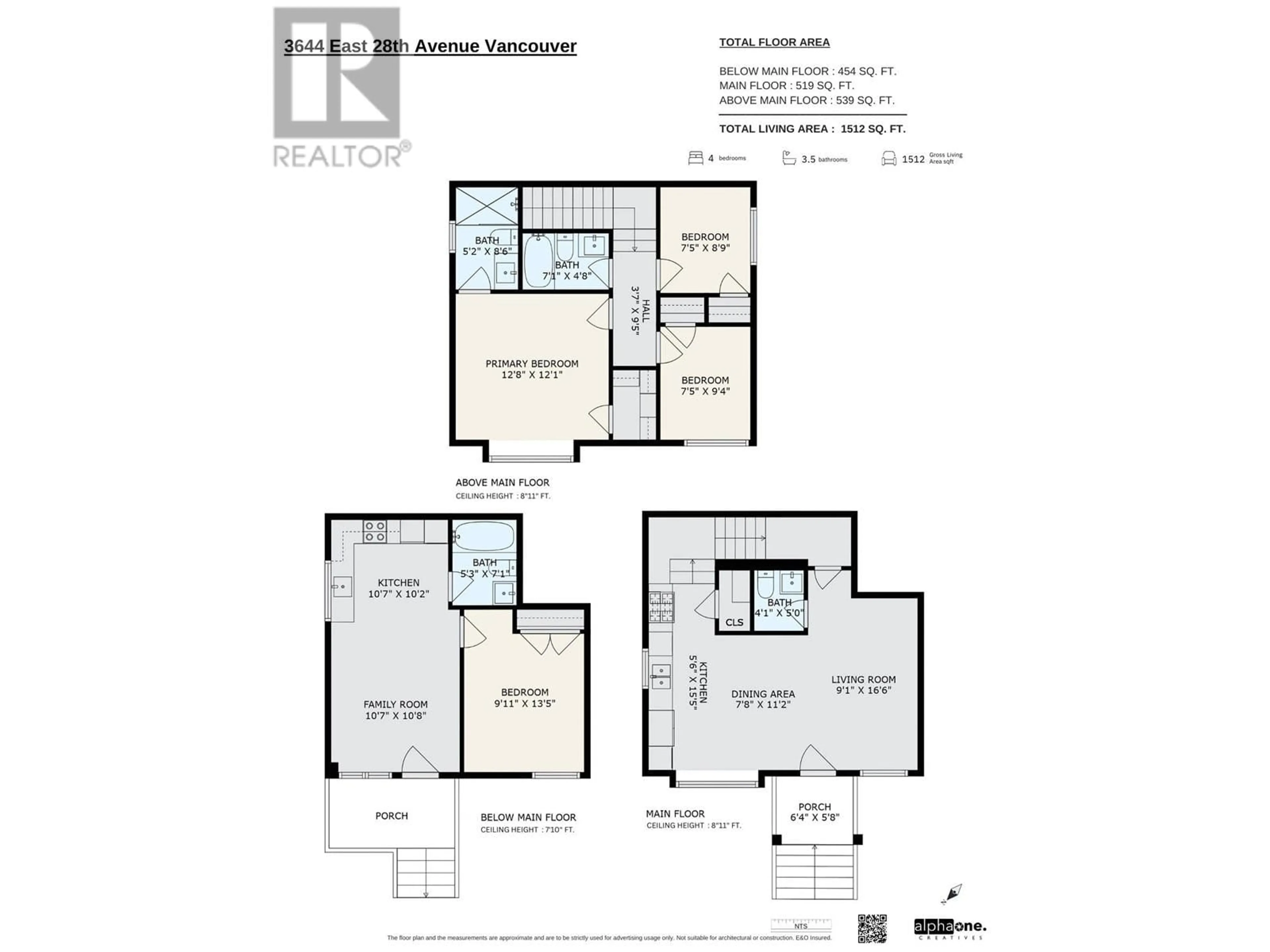 Floor plan for 1 - 3644 28TH AVENUE, Vancouver British Columbia V5R1T7