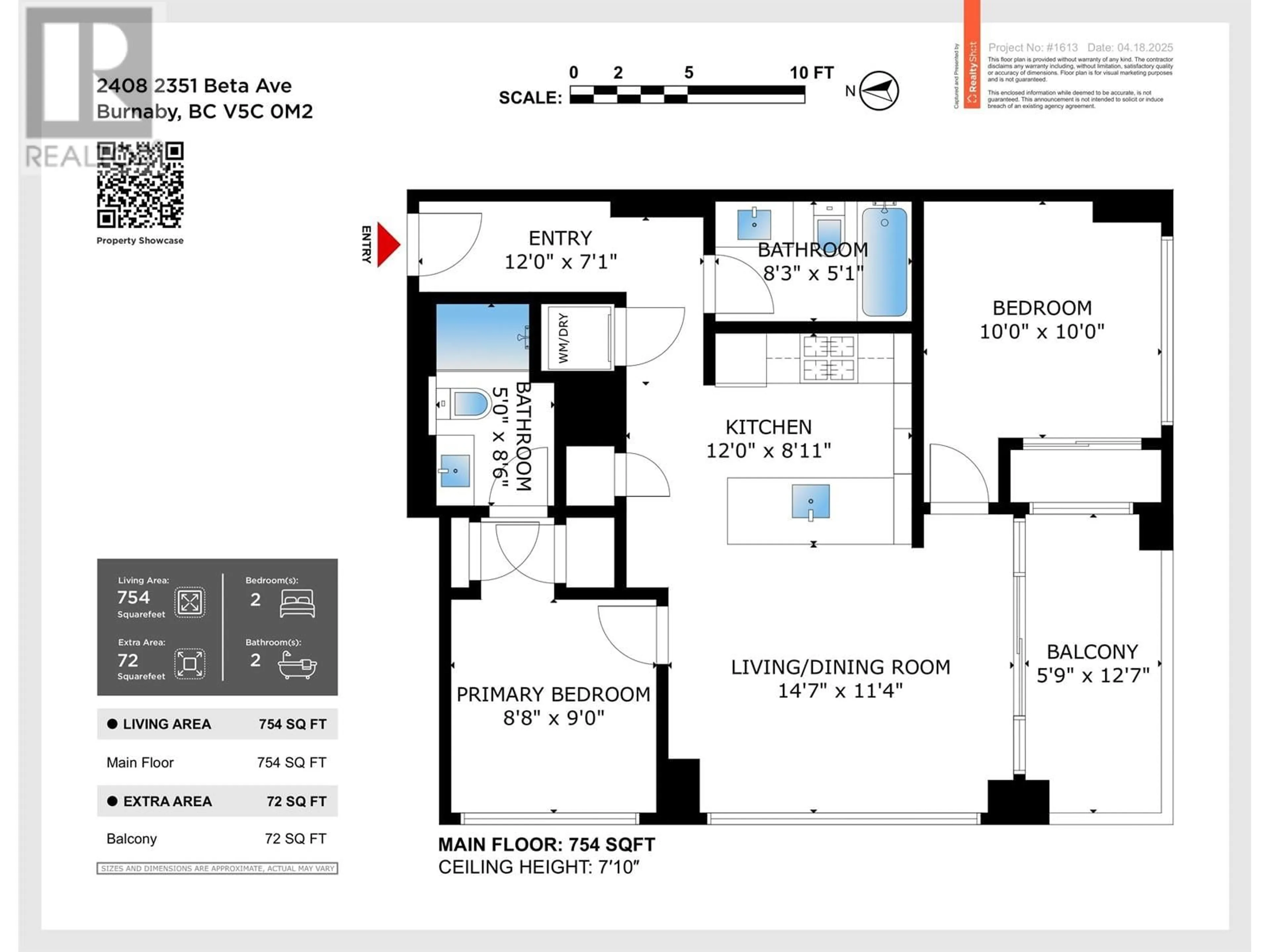 Floor plan for 2408 - 2351 BETA AVENUE, Burnaby British Columbia V5C0M2