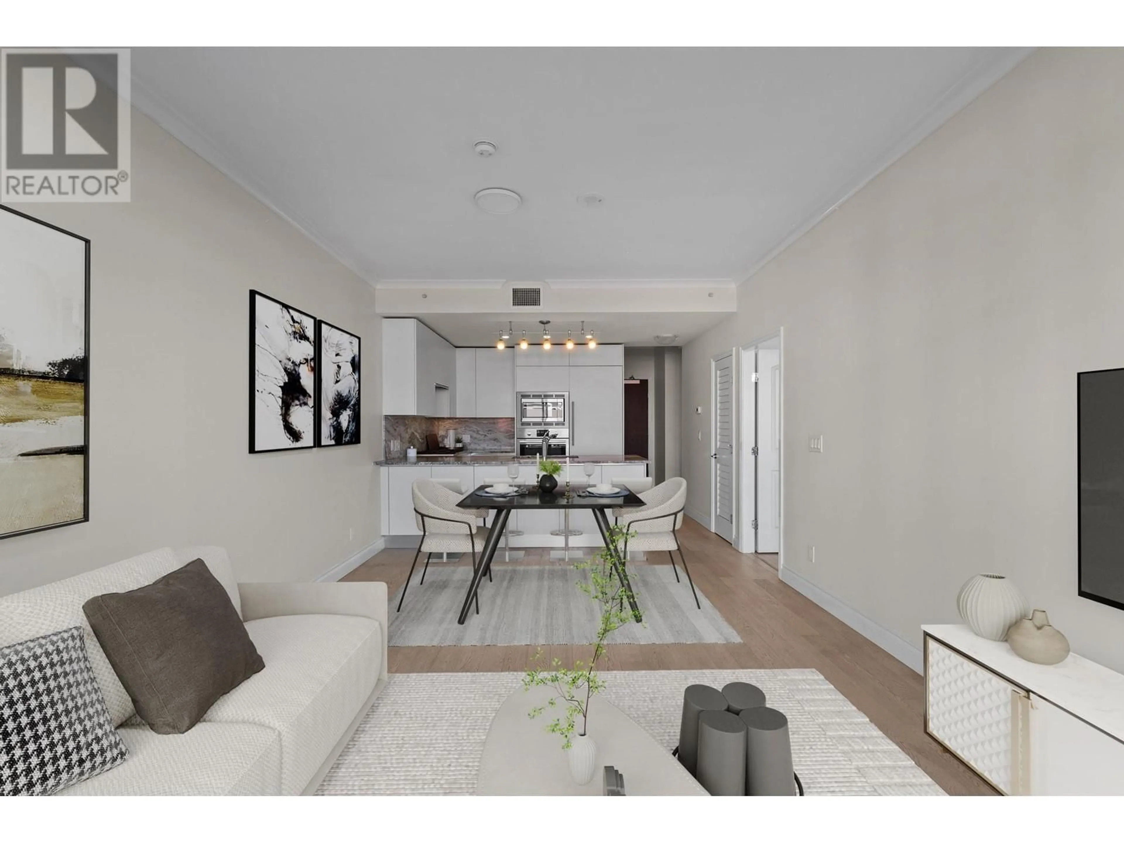 Living room with furniture, unknown for 608 - 175 VICTORY SHIP WAY, North Vancouver British Columbia V7L0G1