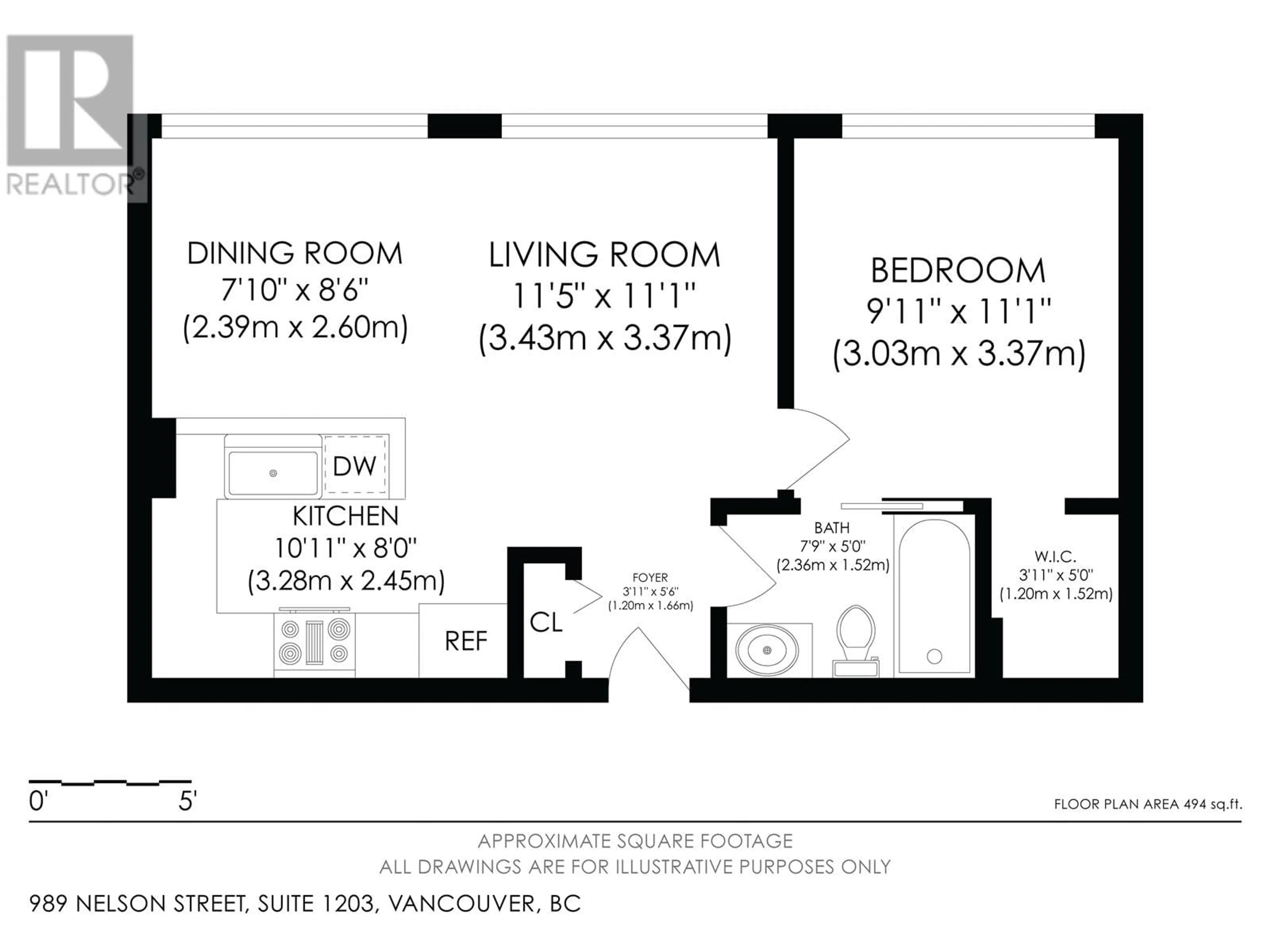 Floor plan for 1203 - 989 NELSON STREET, Vancouver British Columbia V6Z2S1