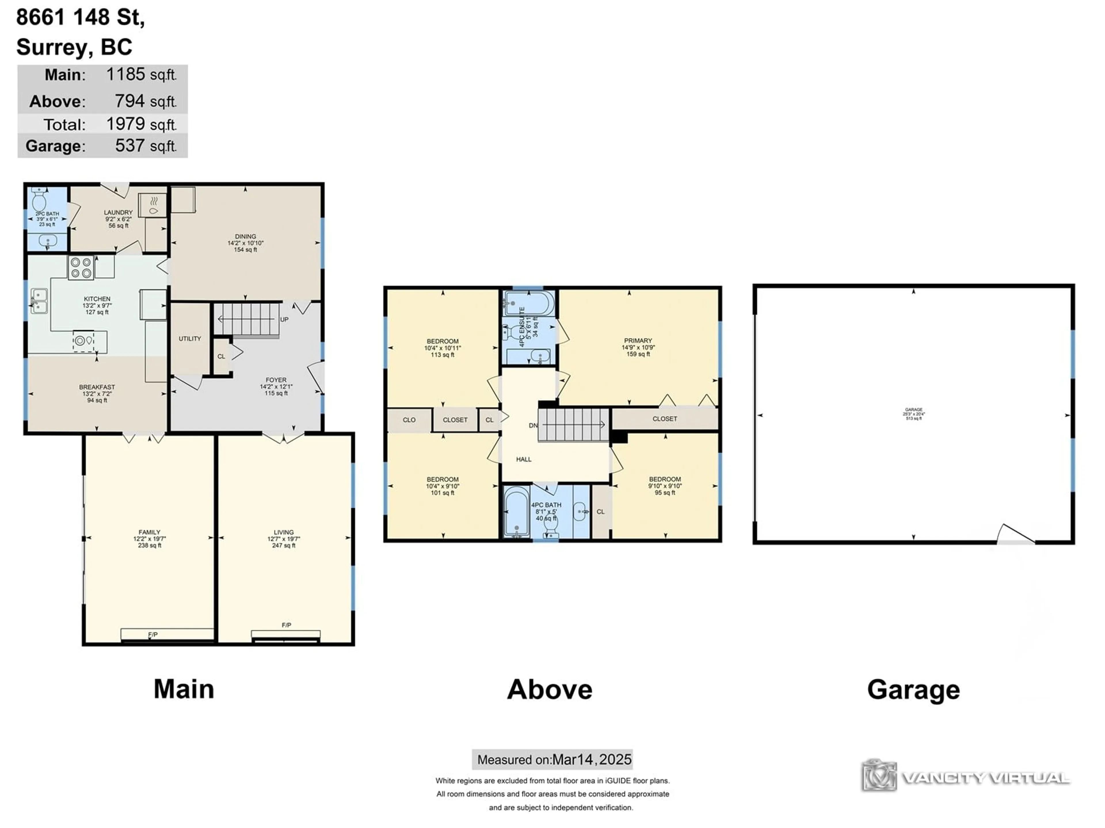 Floor plan for 8661 148, Surrey British Columbia V3S3G6