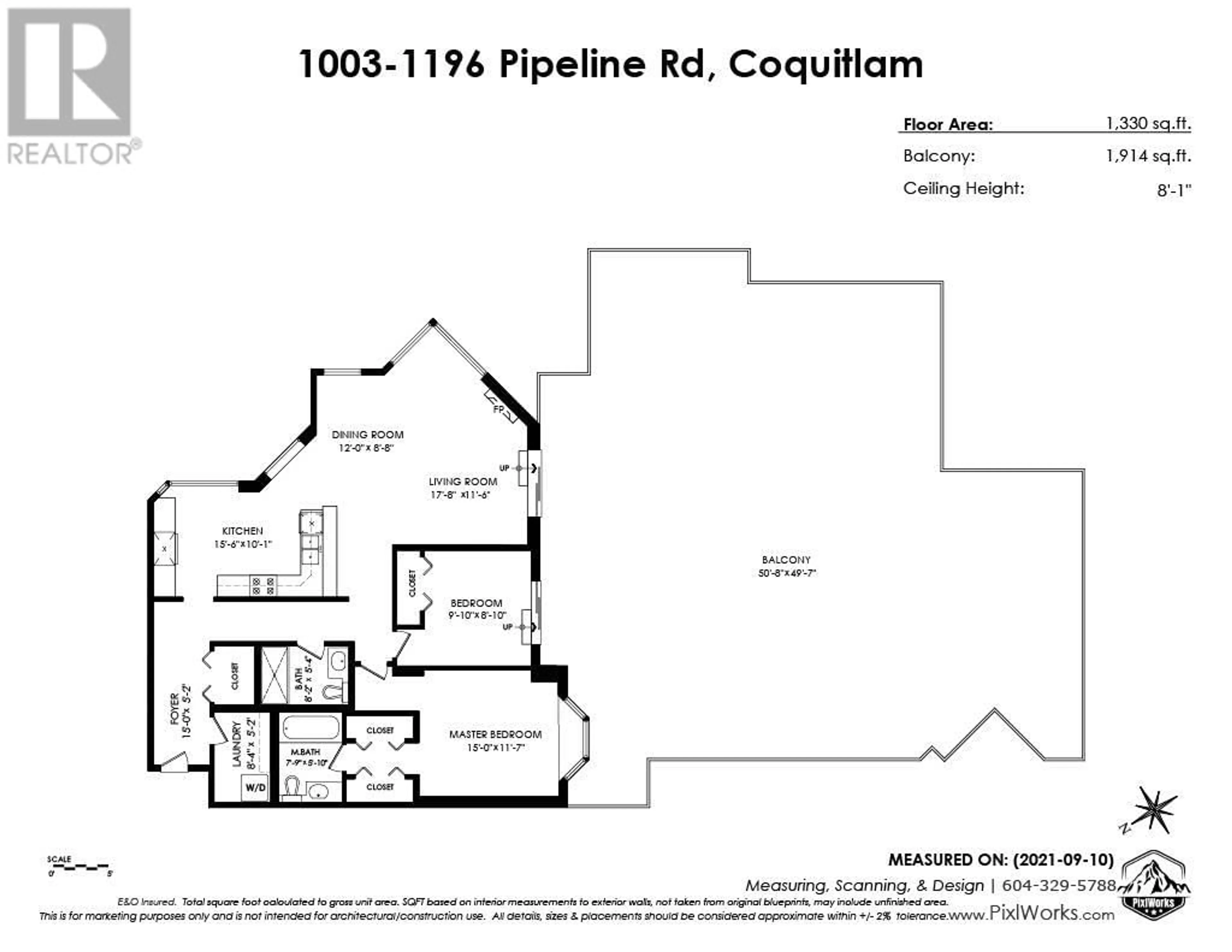 Floor plan for 1003 - 1196 PIPELINE ROAD, Coquitlam British Columbia V3B7Z6