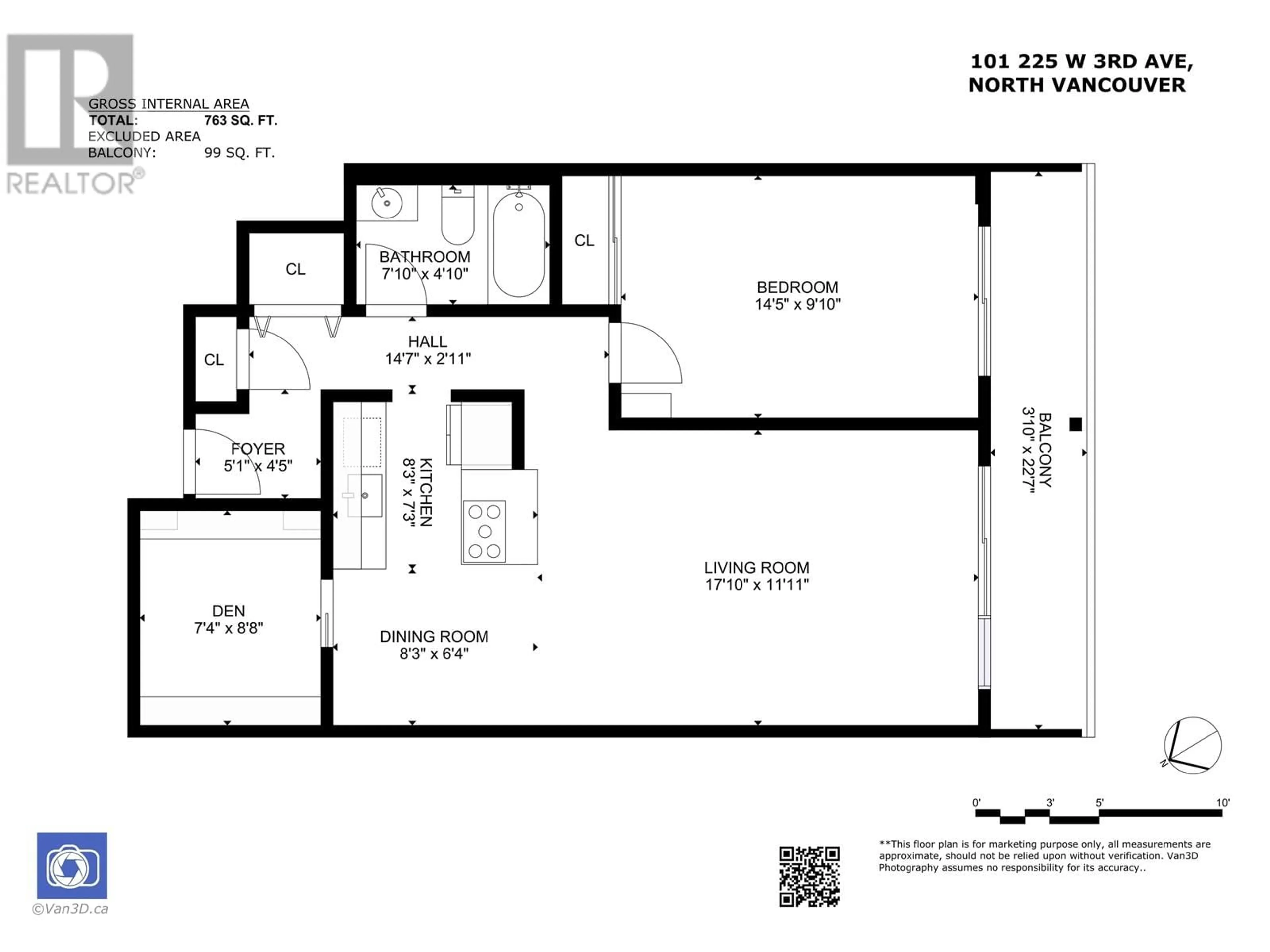Floor plan for 101 - 225 3RD STREET, North Vancouver British Columbia V7M1E9