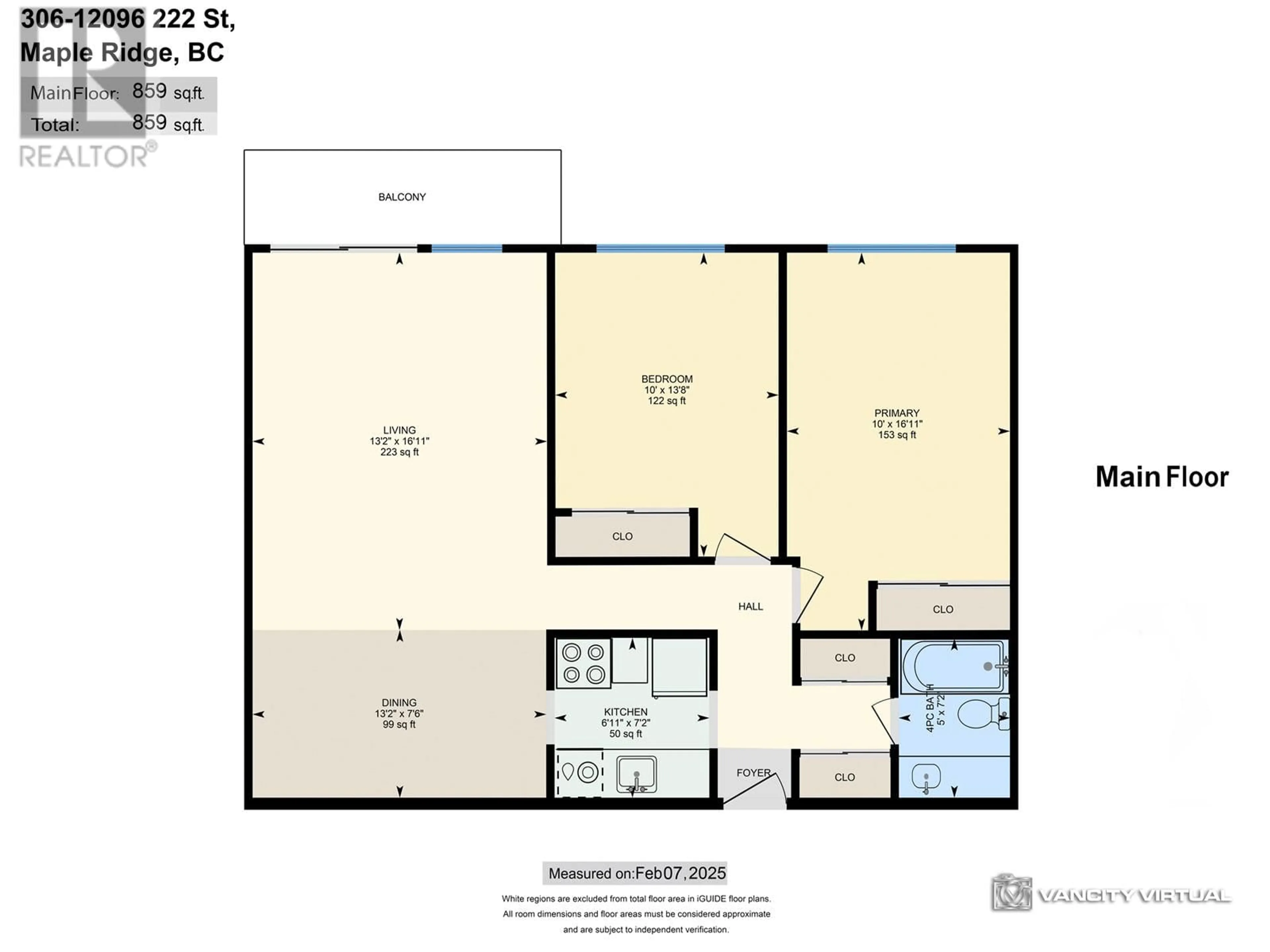 Floor plan for 306 - 12096 222 STREET, Maple Ridge British Columbia V2X5W1