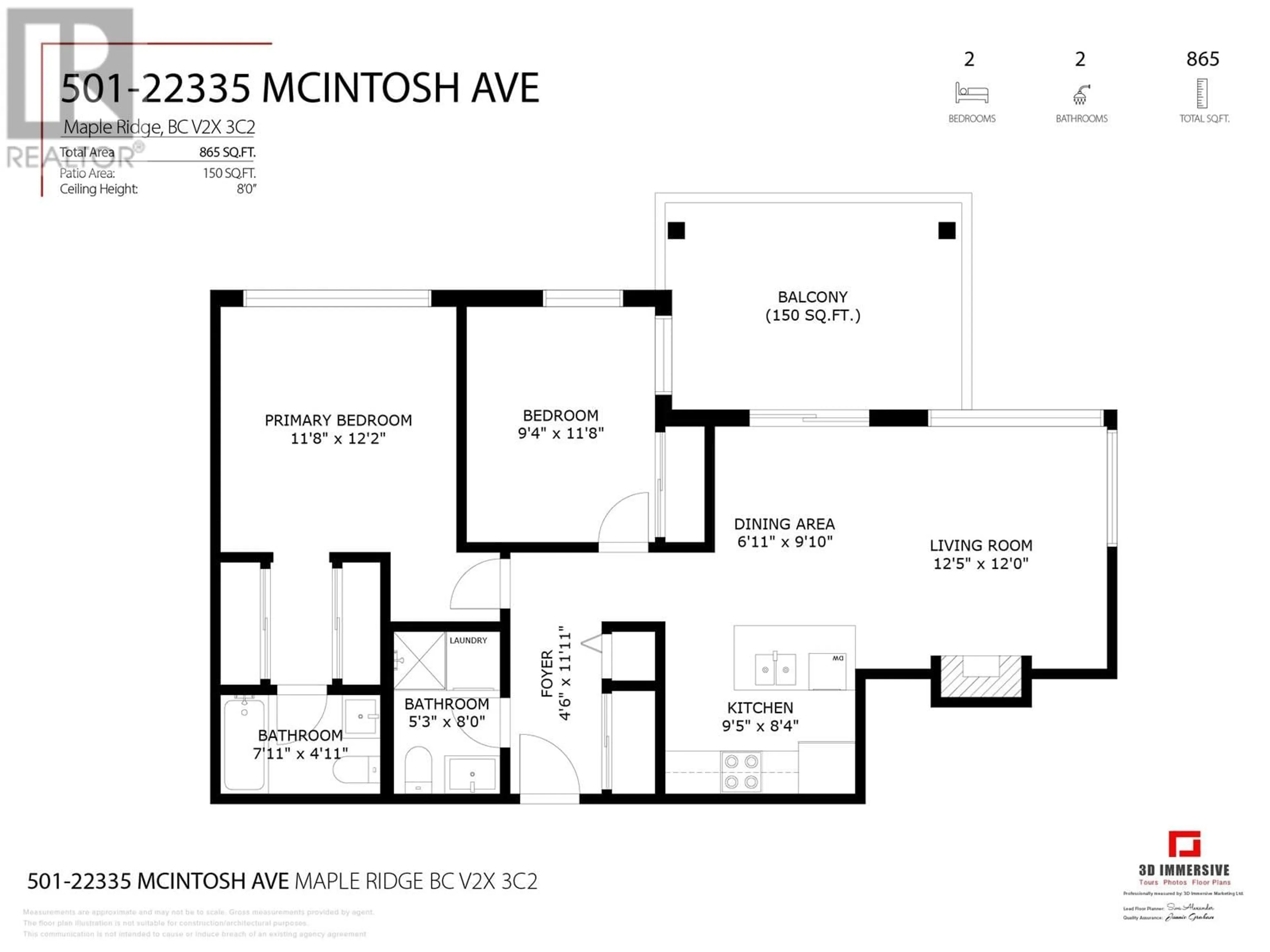 Floor plan for 501 - 22335 MCINTOSH AVENUE, Maple Ridge British Columbia V2X3C2
