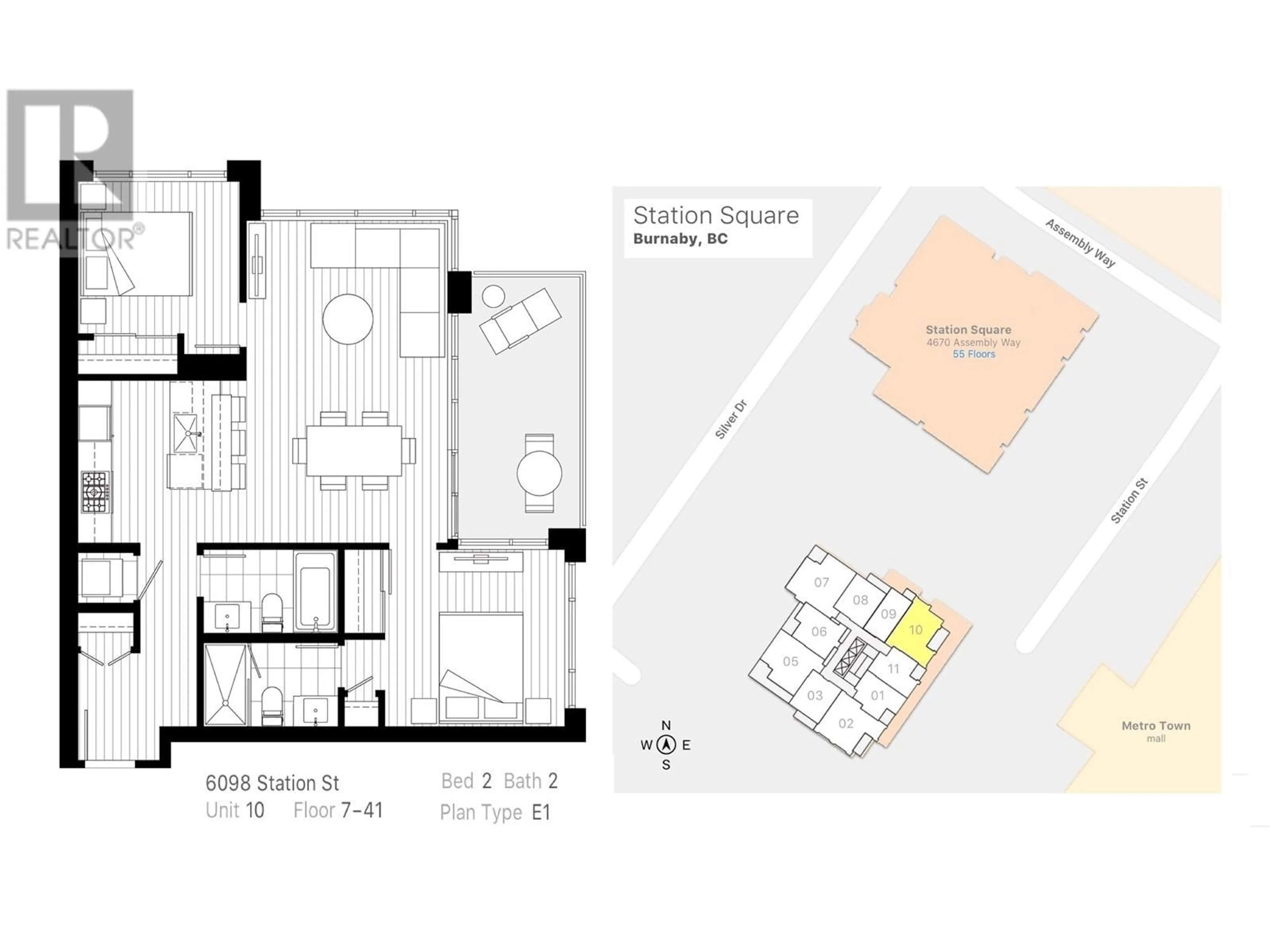 Floor plan for 1510 - 6098 STATION STREET, Burnaby British Columbia V5H0H4