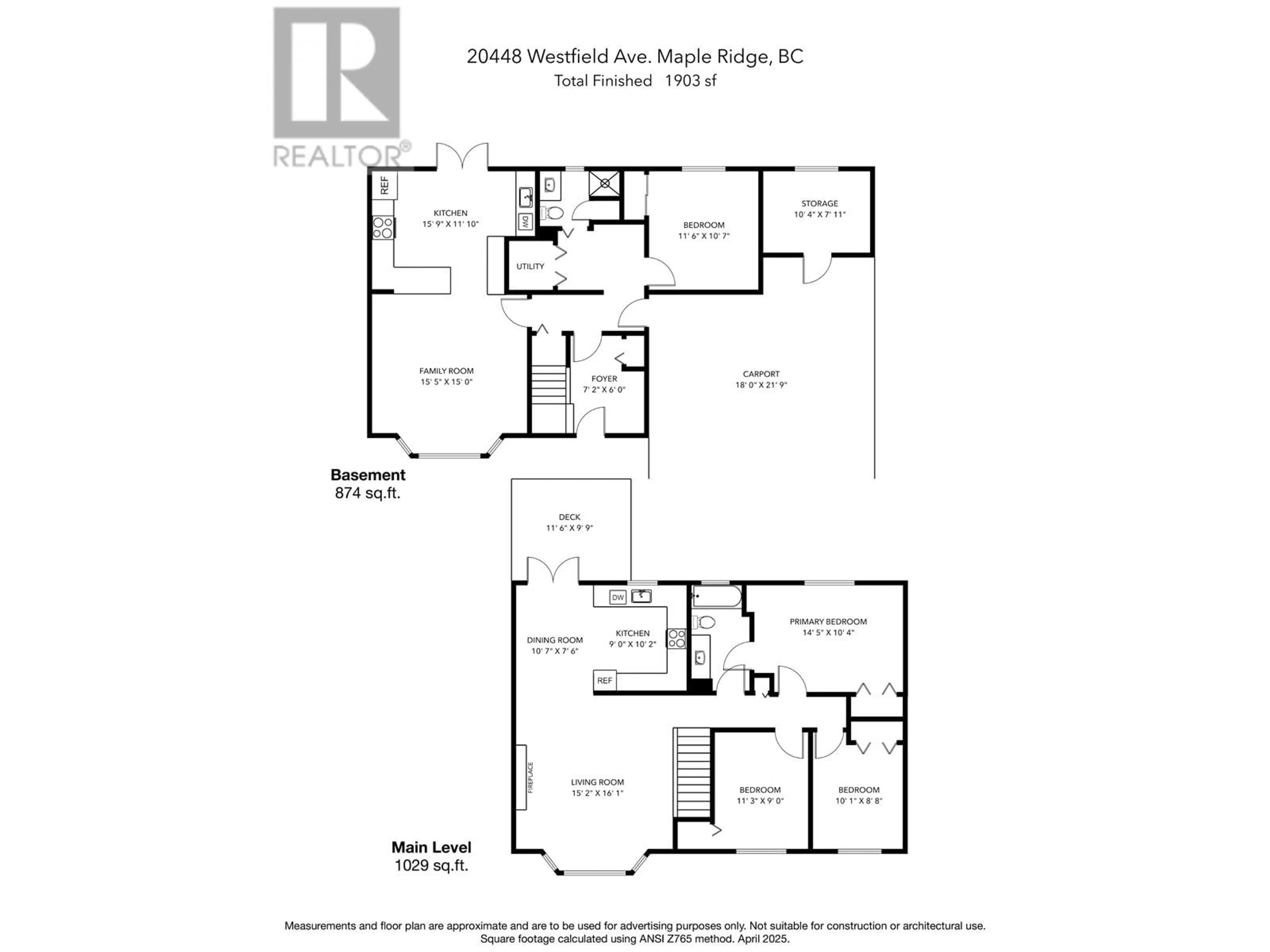 Floor plan for 20448 WESTFIELD AVENUE, Maple Ridge British Columbia V2X1K9
