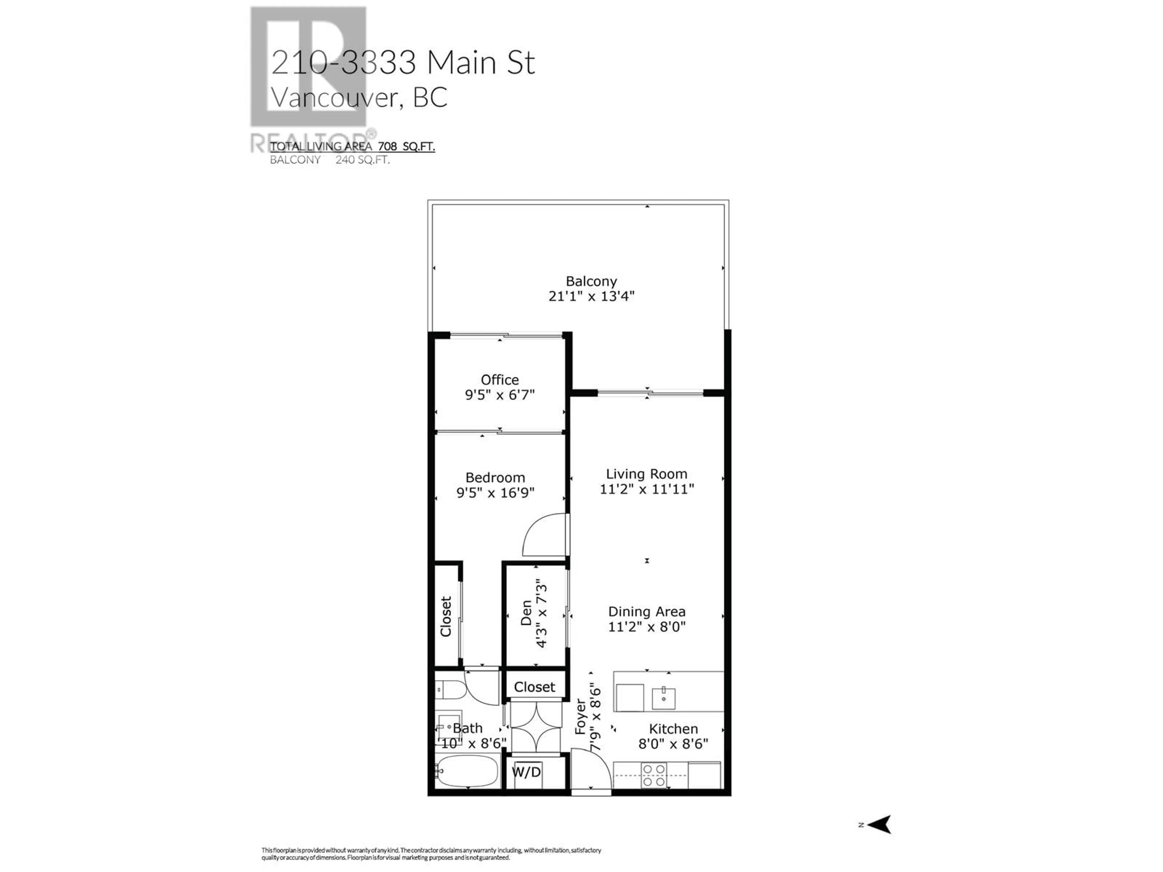 Floor plan for 210 - 3333 MAIN STREET, Vancouver British Columbia V5V3M8