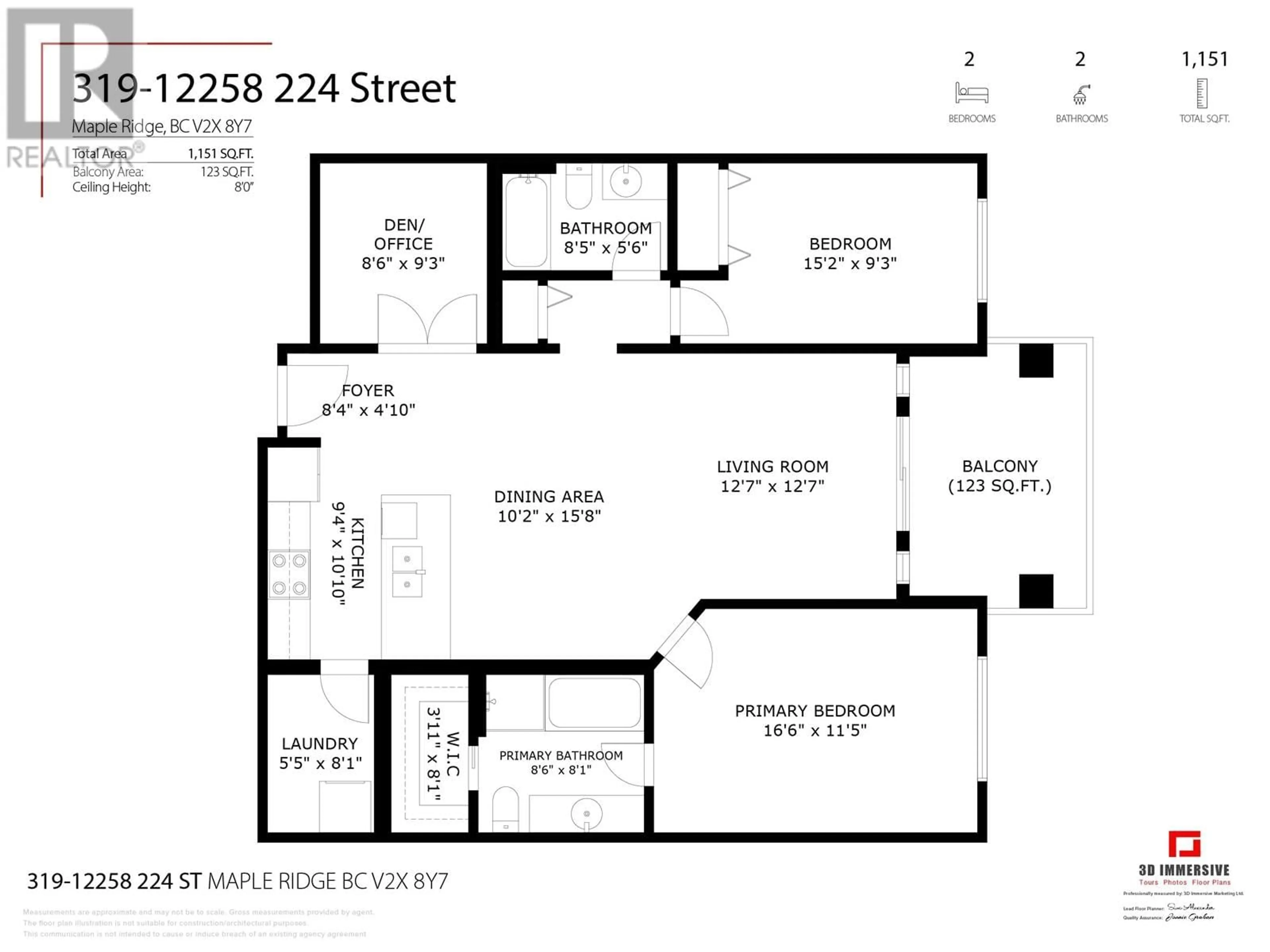 Floor plan for 319 - 12258 224 STREET, Maple Ridge British Columbia V2X8Y7