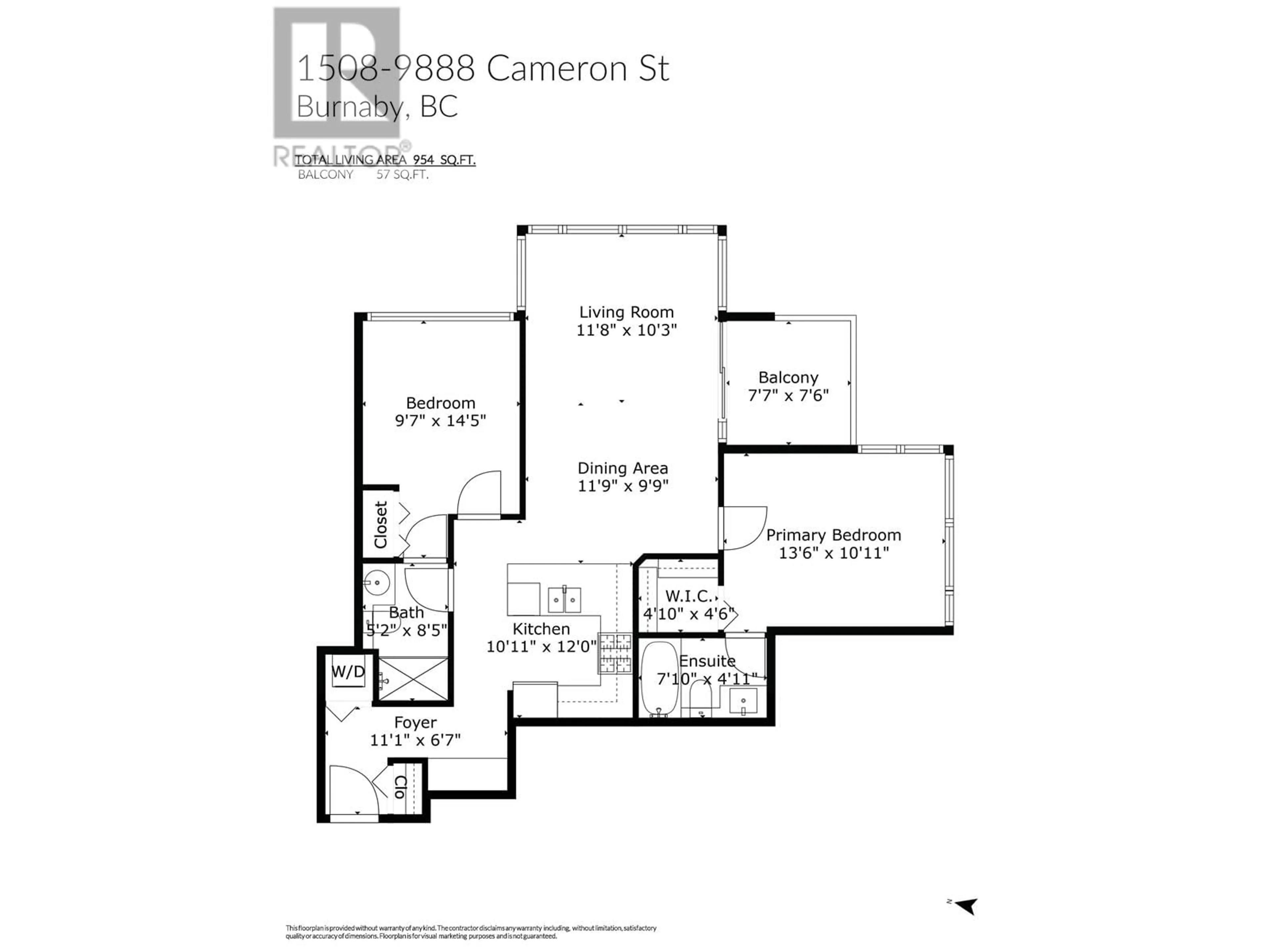 Floor plan for 1508 - 9888 CAMERON STREET, Burnaby British Columbia V3J0A4