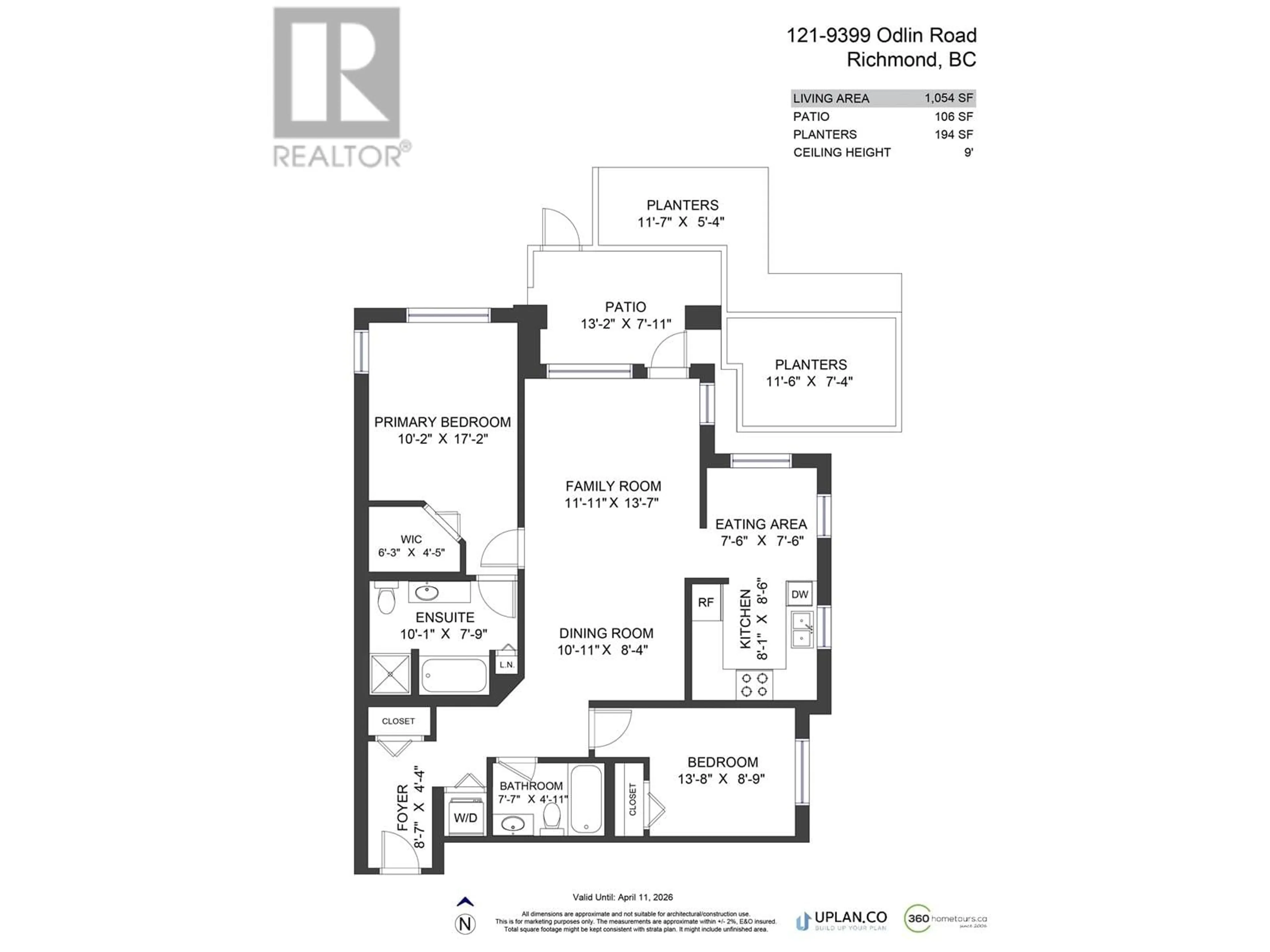 Floor plan for 121 - 9399 ODLIN ROAD, Richmond British Columbia V6X0J6
