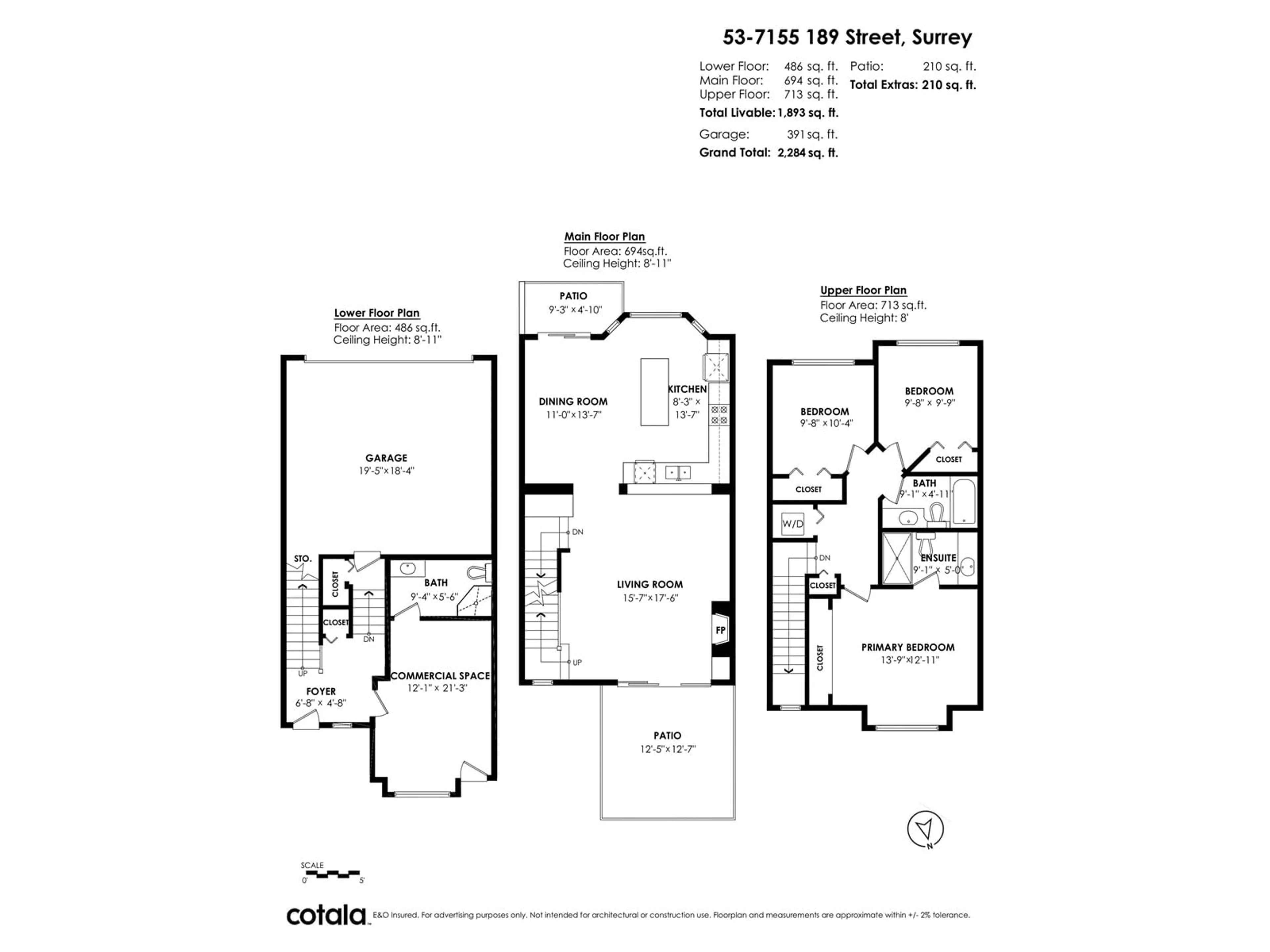 Floor plan for 53 - 7155 189, Surrey British Columbia V4N5S8