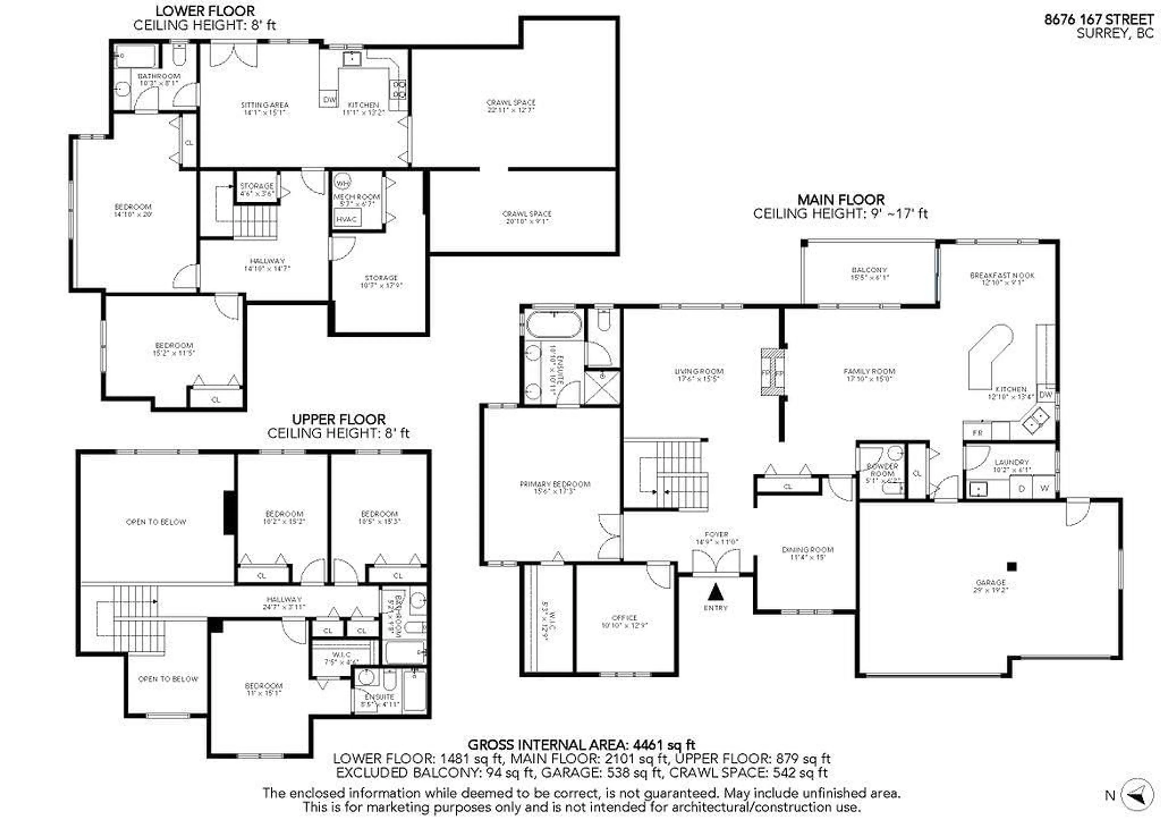 Floor plan for 8676 167, Surrey British Columbia V4N5B1