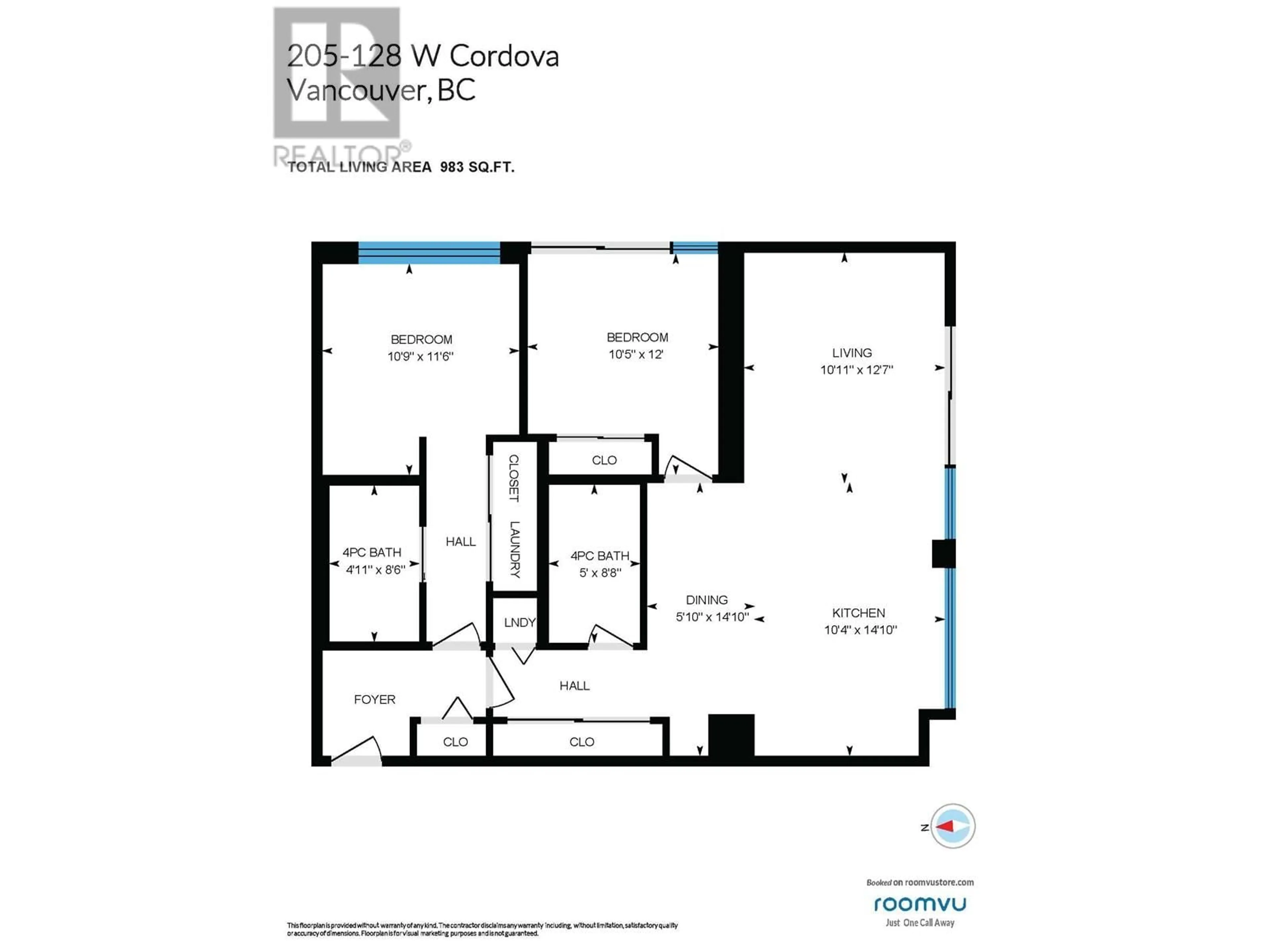 Floor plan for 205 - 128 CORDOVA STREET, Vancouver British Columbia V6B0E6
