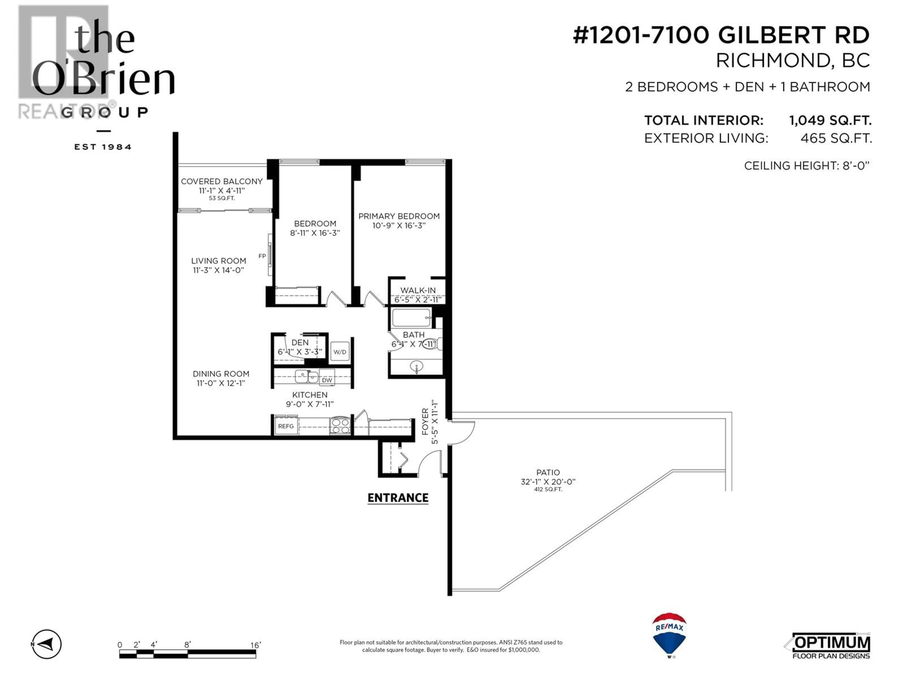 Floor plan for 1201 - 7100 GILBERT ROAD, Richmond British Columbia V7C5C3