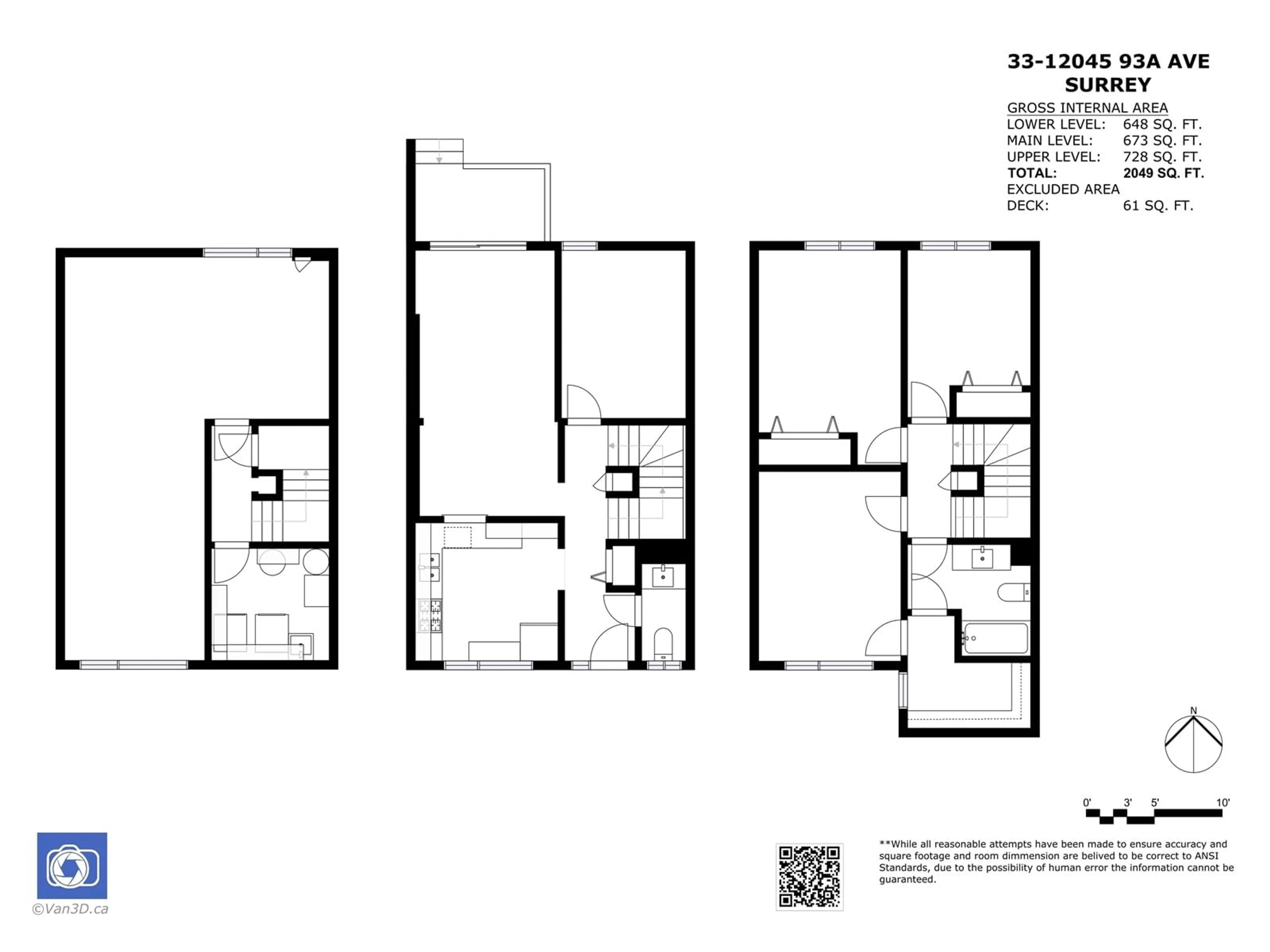 Floor plan for 33 - 12045 93A, Surrey British Columbia V3V6B2