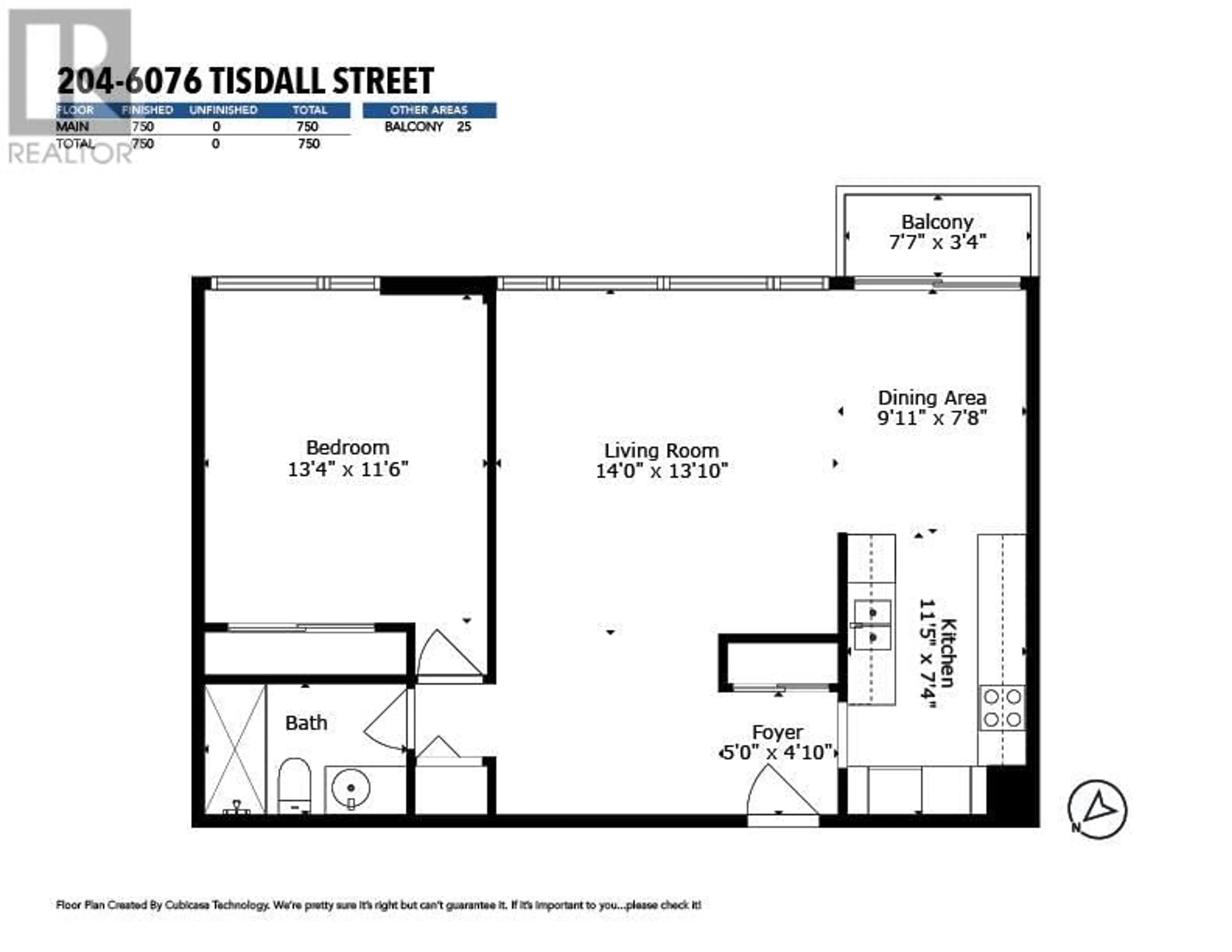 Floor plan for 204 - 6076 TISDALL STREET, Vancouver British Columbia V5Z3N2