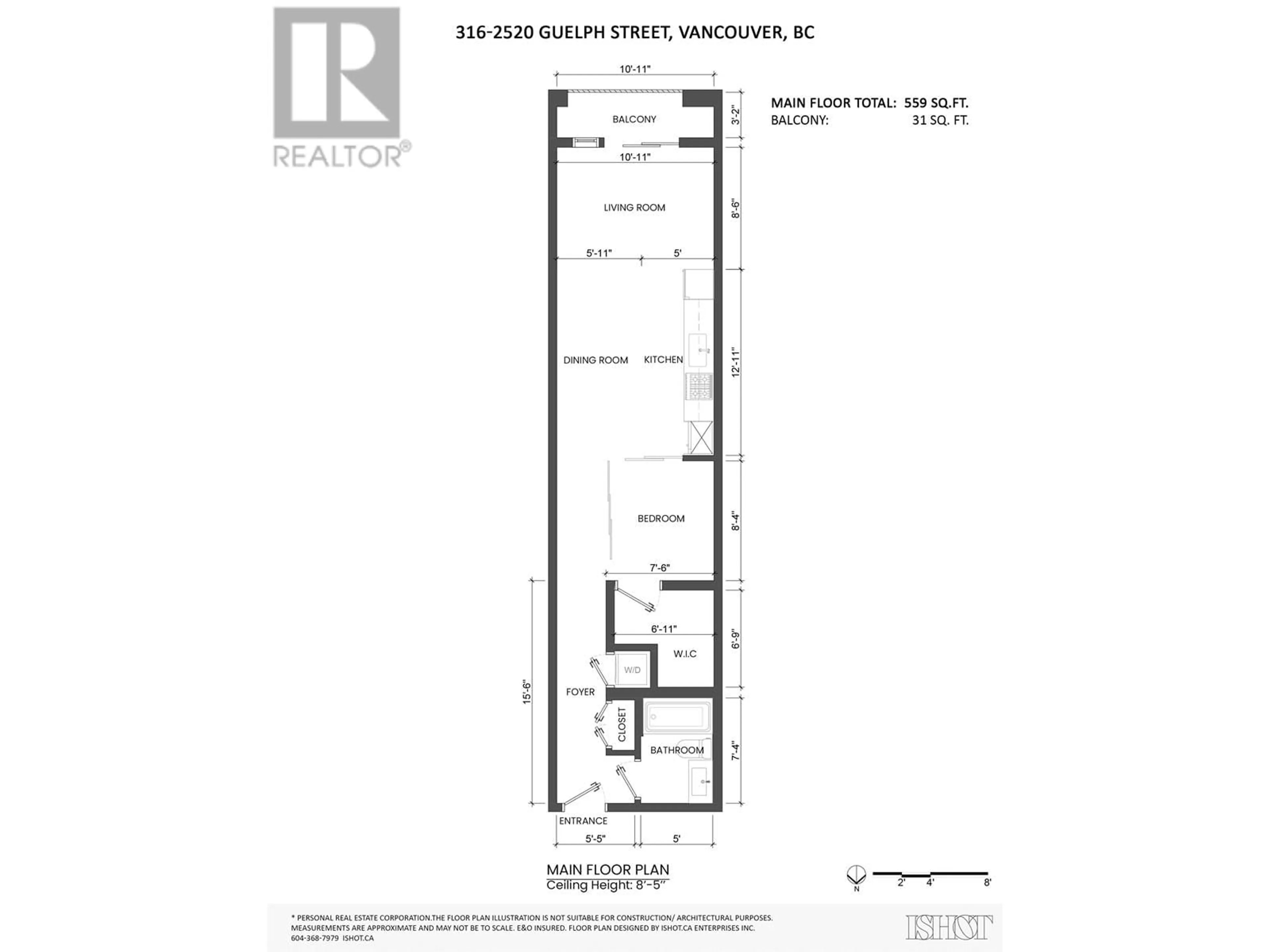 Floor plan for 316 - 2520 GUELPH STREET, Vancouver British Columbia V5T0K7
