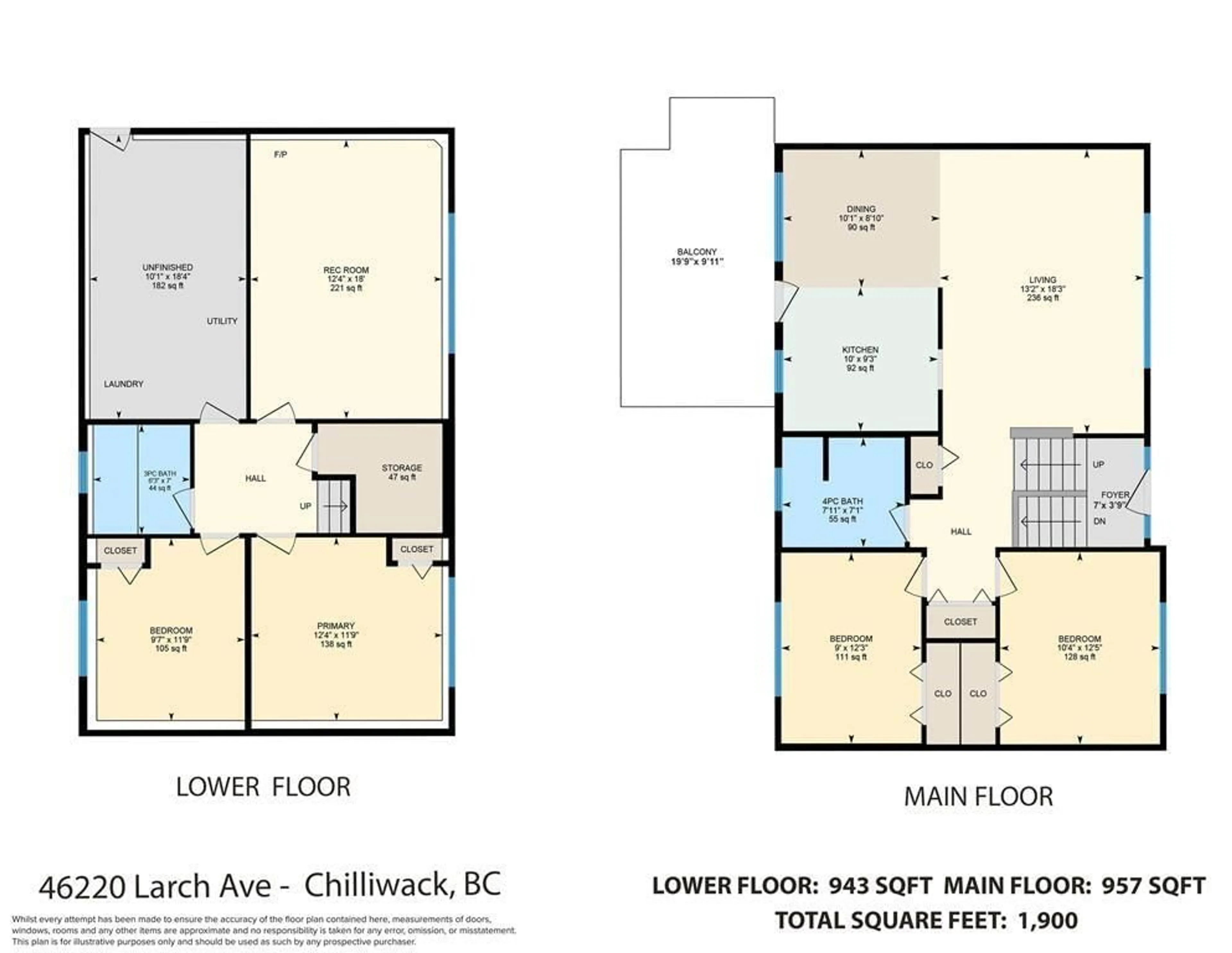 Floor plan for 46220 LARCH AVENUE, Chilliwack British Columbia V2P1E6