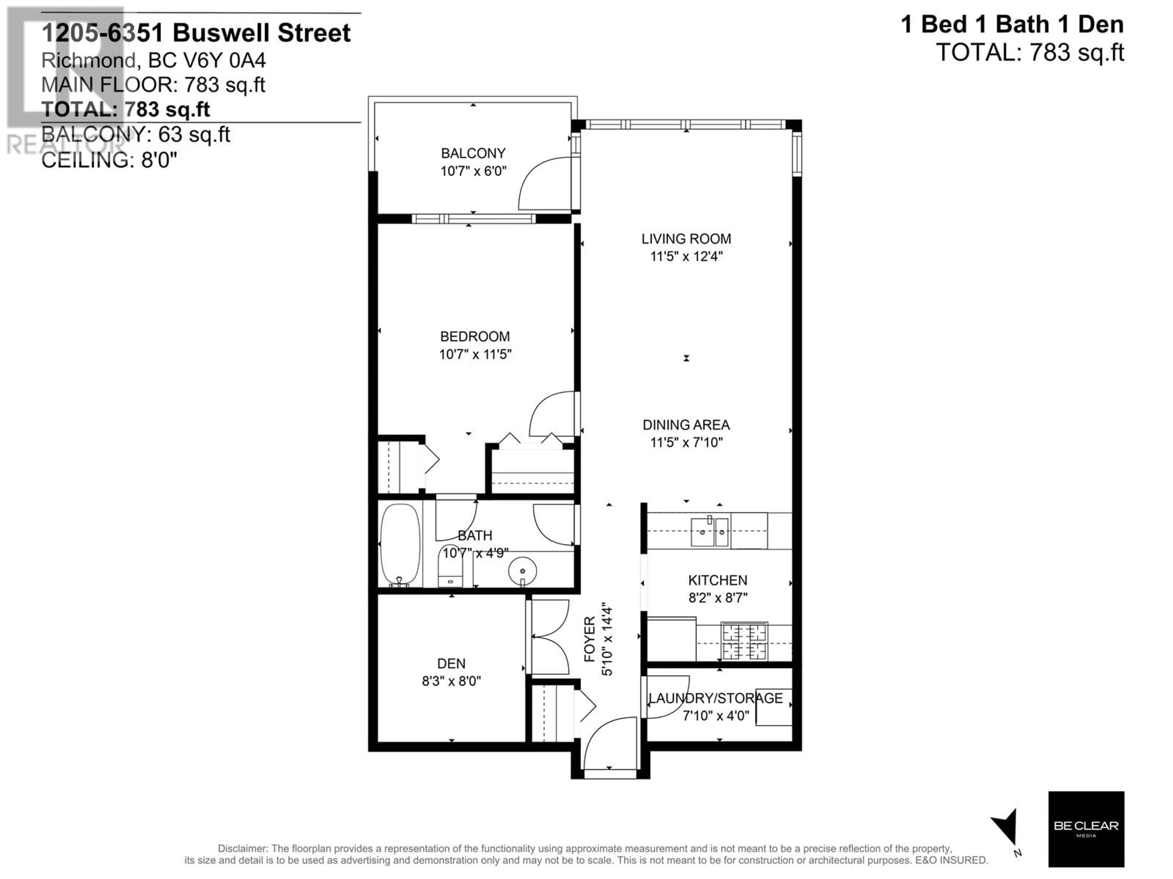 Floor plan for 1205 - 6351 BUSWELL STREET, Richmond British Columbia V6Y0A4