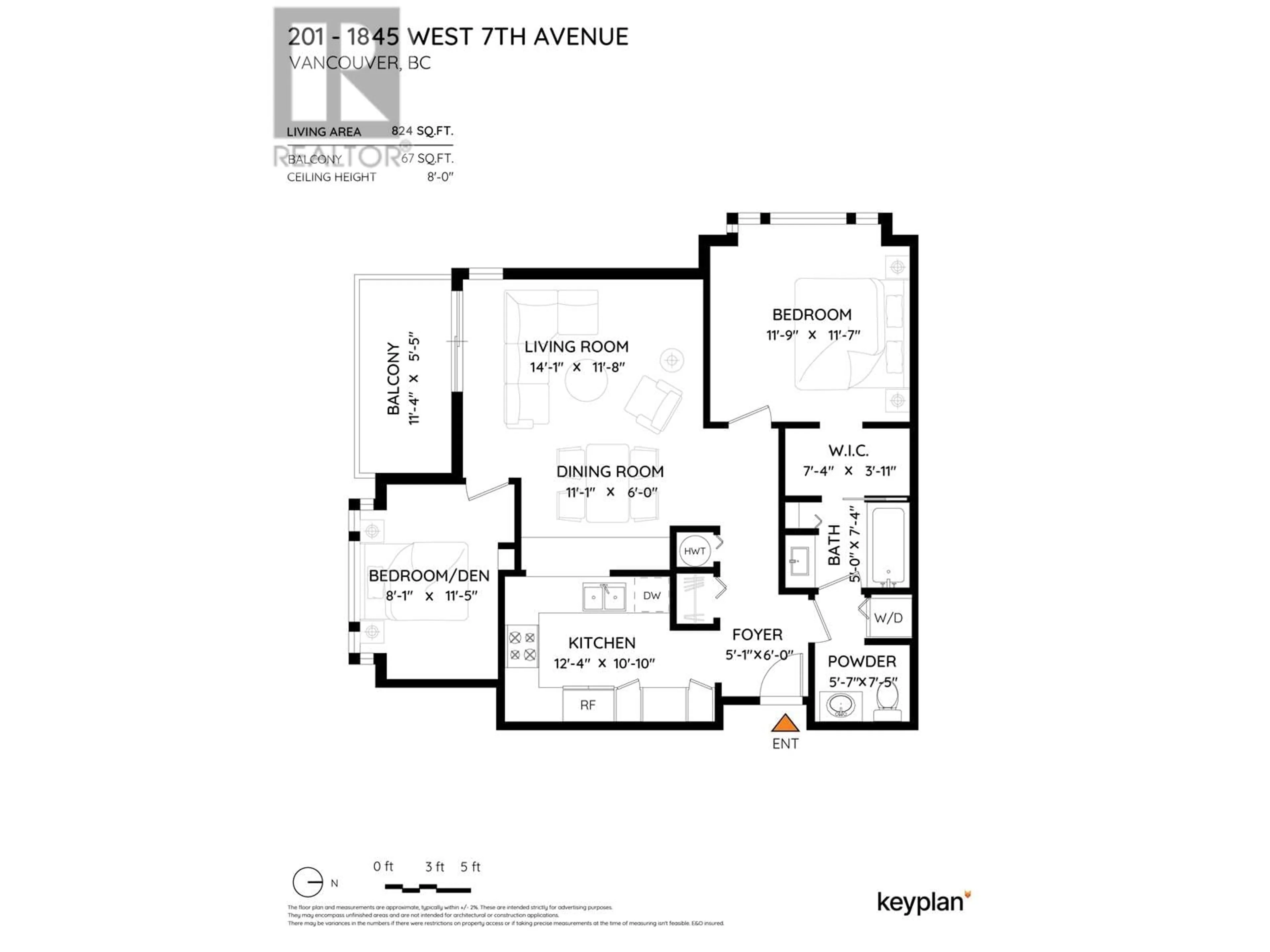 Floor plan for 201 - 1845 7TH AVENUE, Vancouver British Columbia V6J1S9