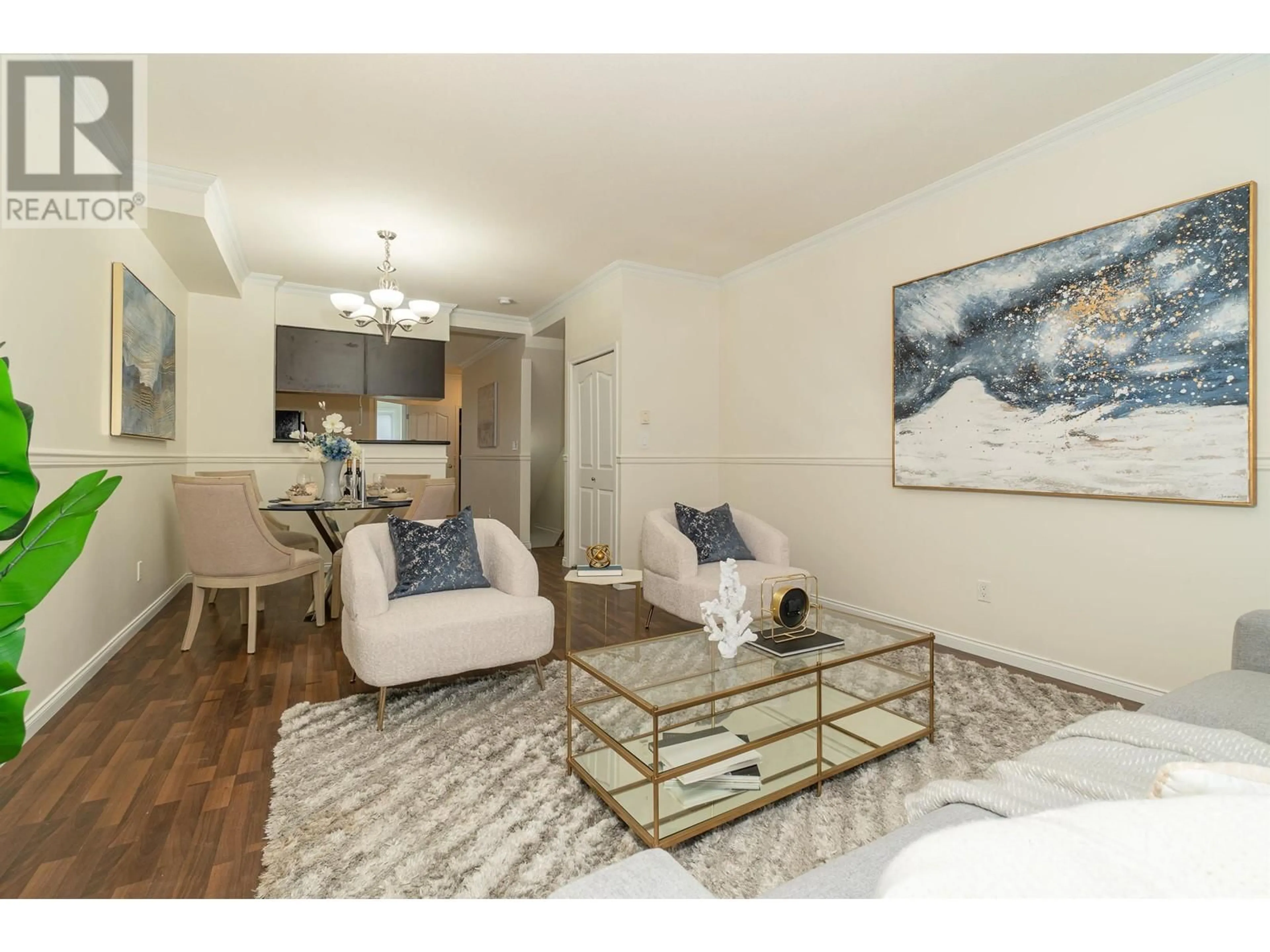 Living room with furniture, wood/laminate floor for 18 - 9420 FERNDALE ROAD, Richmond British Columbia V6Y0A7