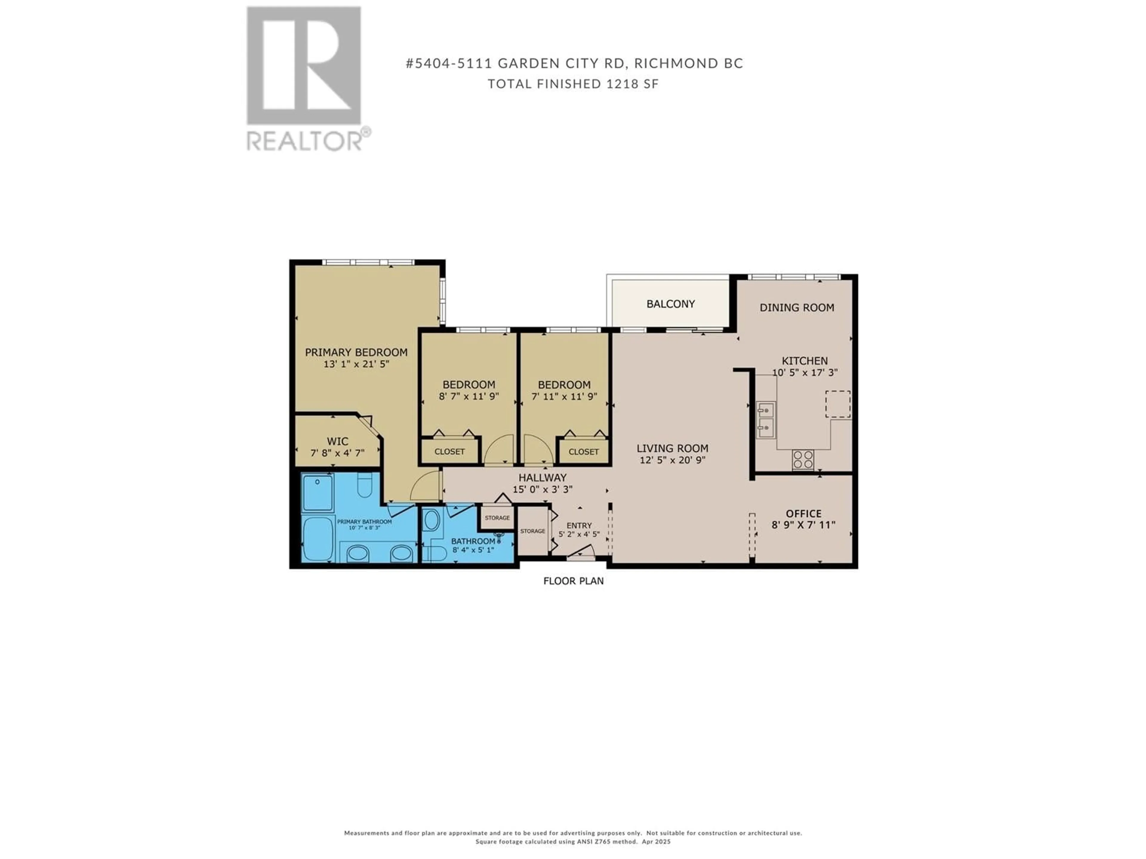 Floor plan for 5404 - 5111 GARDEN CITY ROAD, Richmond British Columbia V6X4H4
