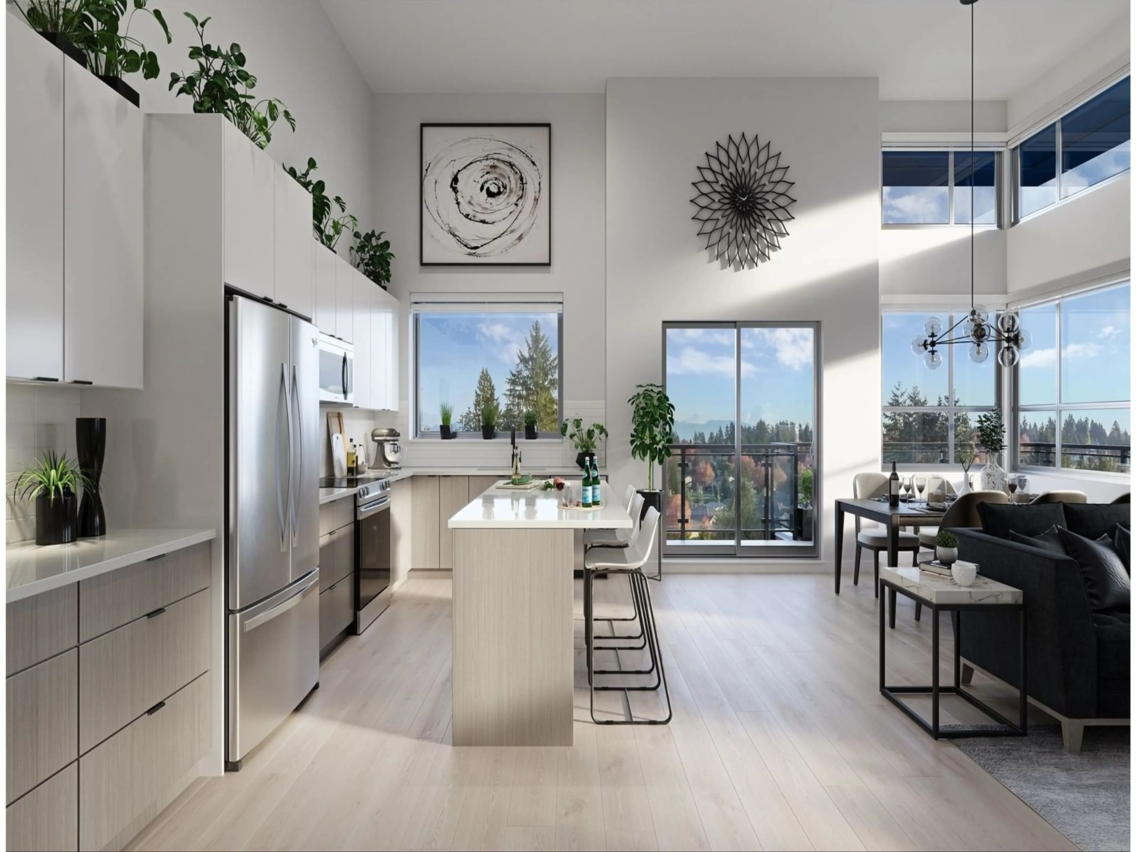 Open concept kitchen, ceramic/tile floor for 513 - 13458 95, Surrey British Columbia V3R7W4