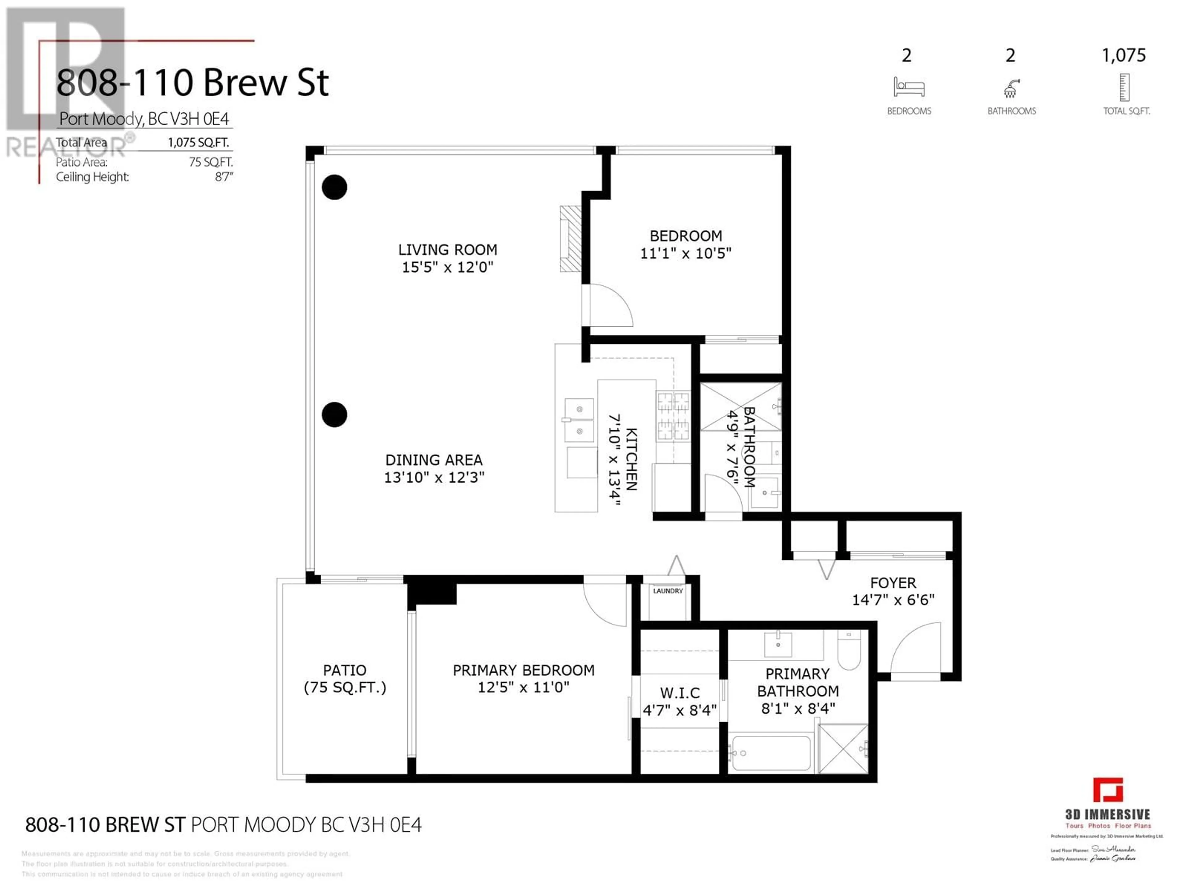 Floor plan for 808 - 110 BREW STREET, Port Moody British Columbia V3H0E4