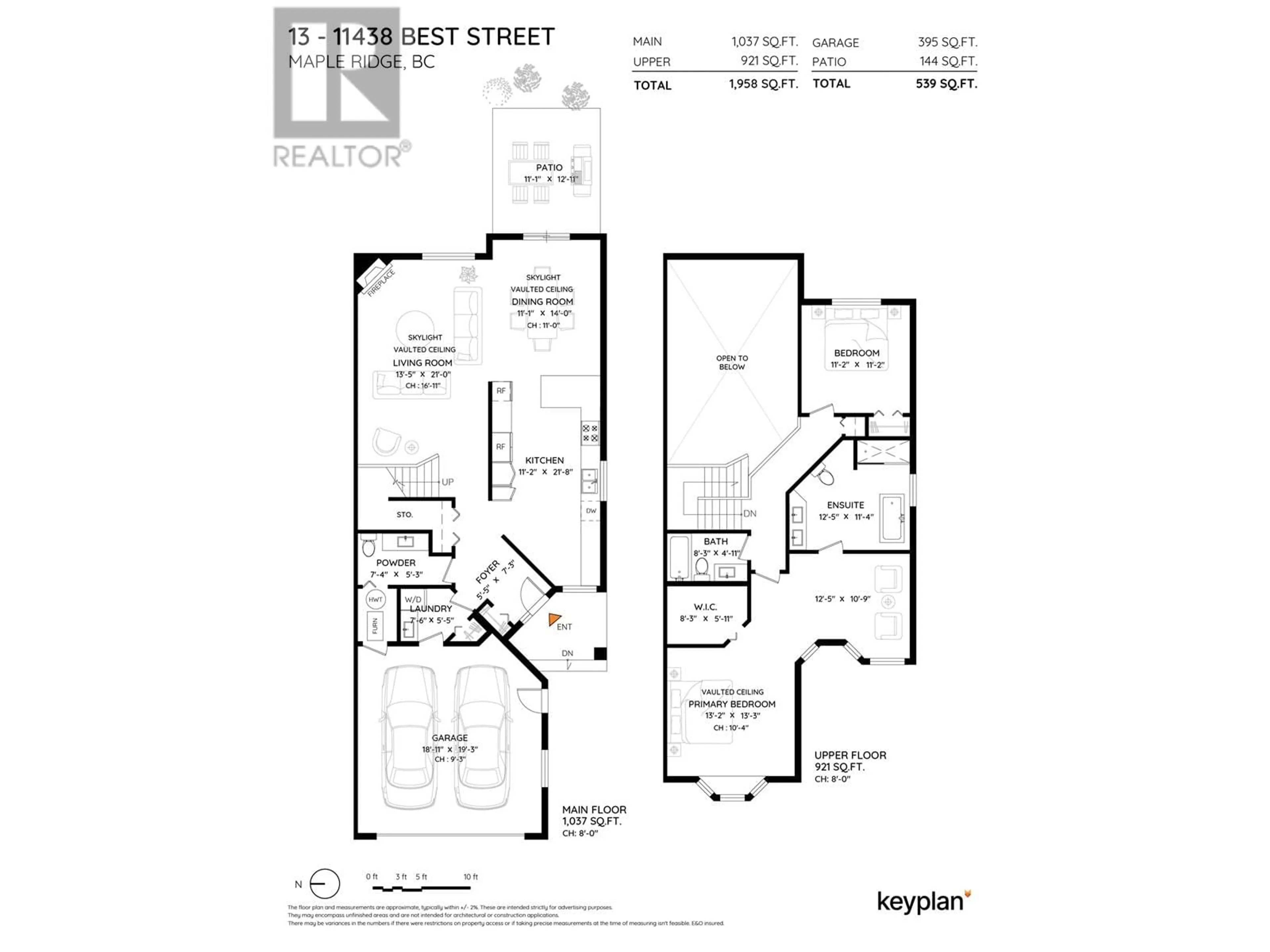Floor plan for 13 - 11438 BEST STREET, Maple Ridge British Columbia V2X0V1