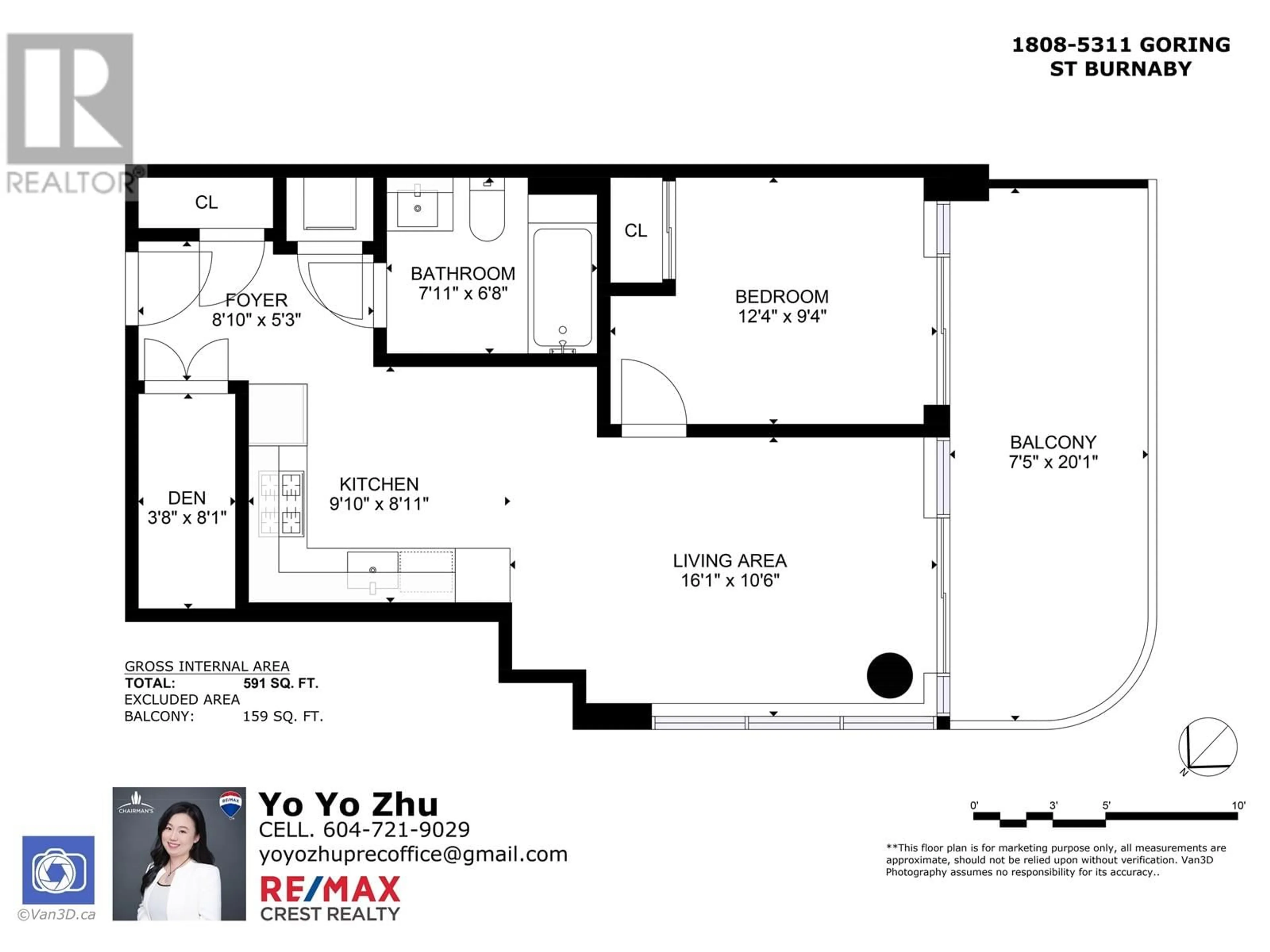 Floor plan for 1808 - 5311 GORING STREET, Burnaby British Columbia V5B0B5