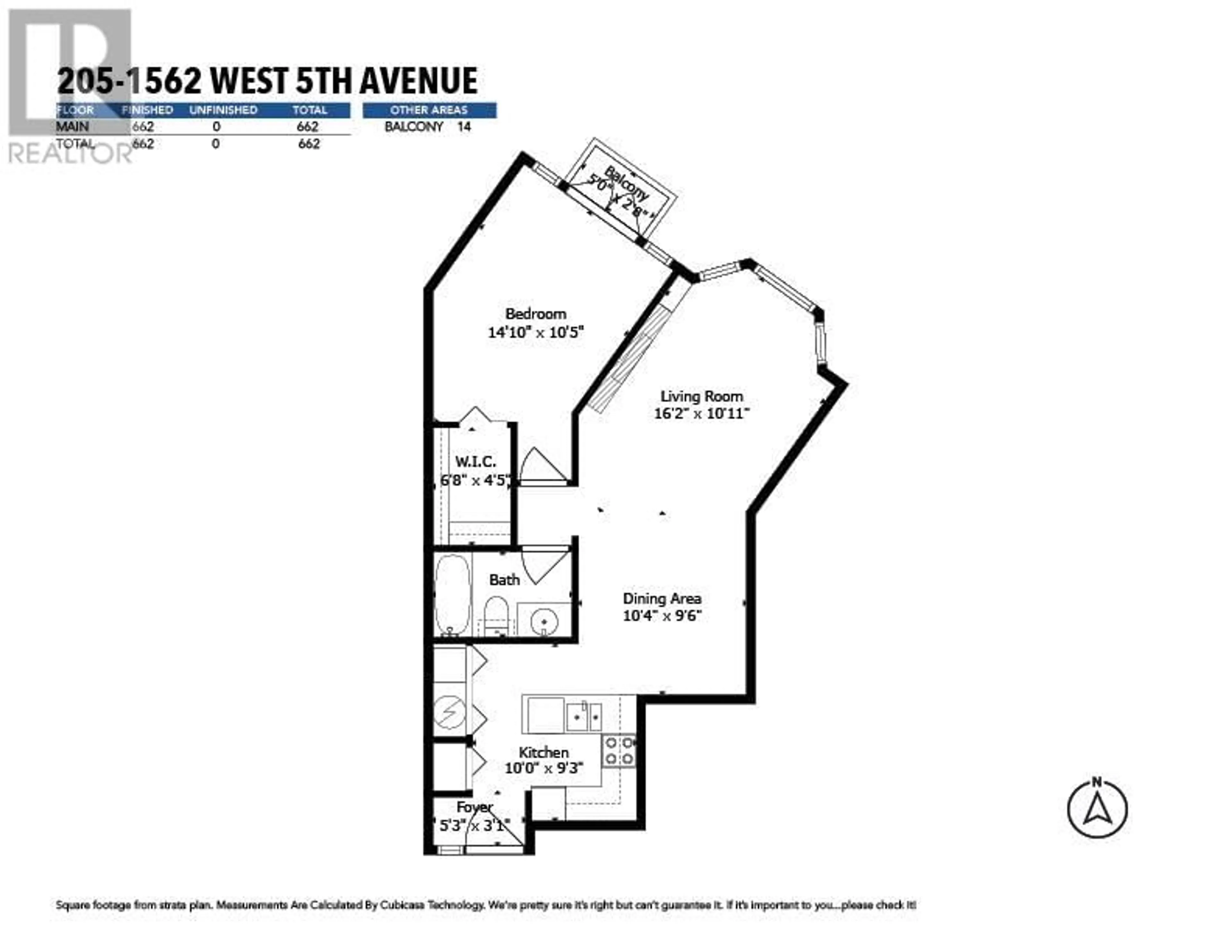 Floor plan for 205 - 1562 5TH AVENUE, Vancouver British Columbia V6J5H9