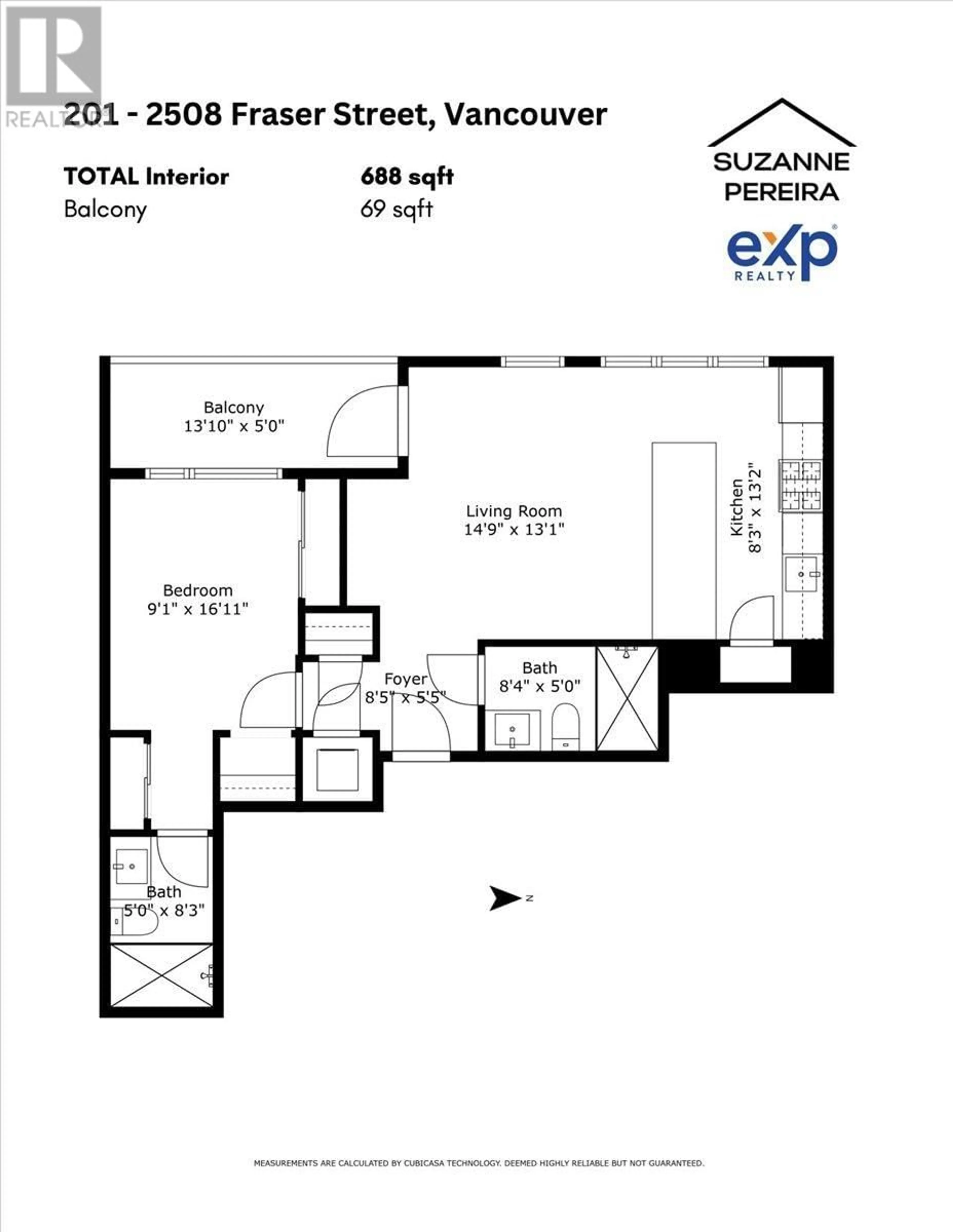Floor plan for 201 - 2508 FRASER STREET, Vancouver British Columbia V5T3V4